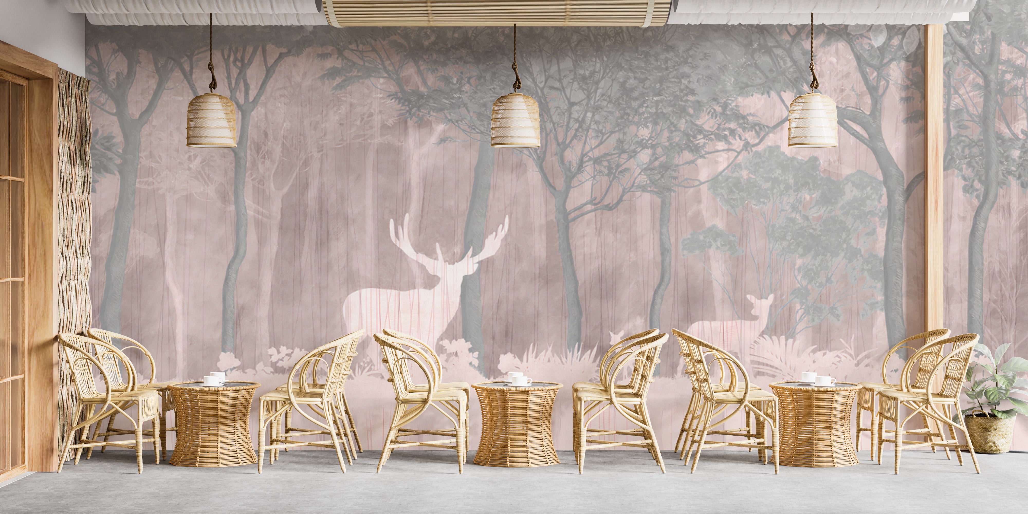 Deer wallpaper mural mirage enchanted jungle