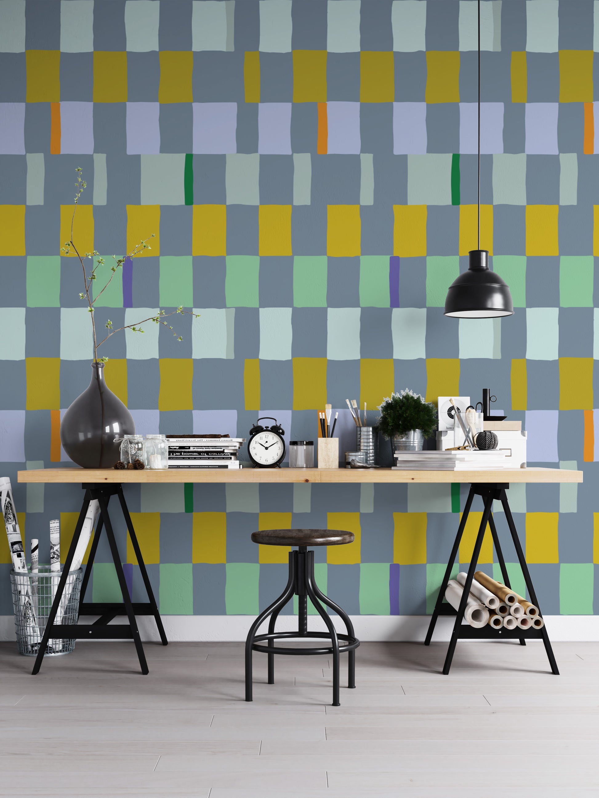 Enigmatic tile wallpaper featuring geometric patterns.
