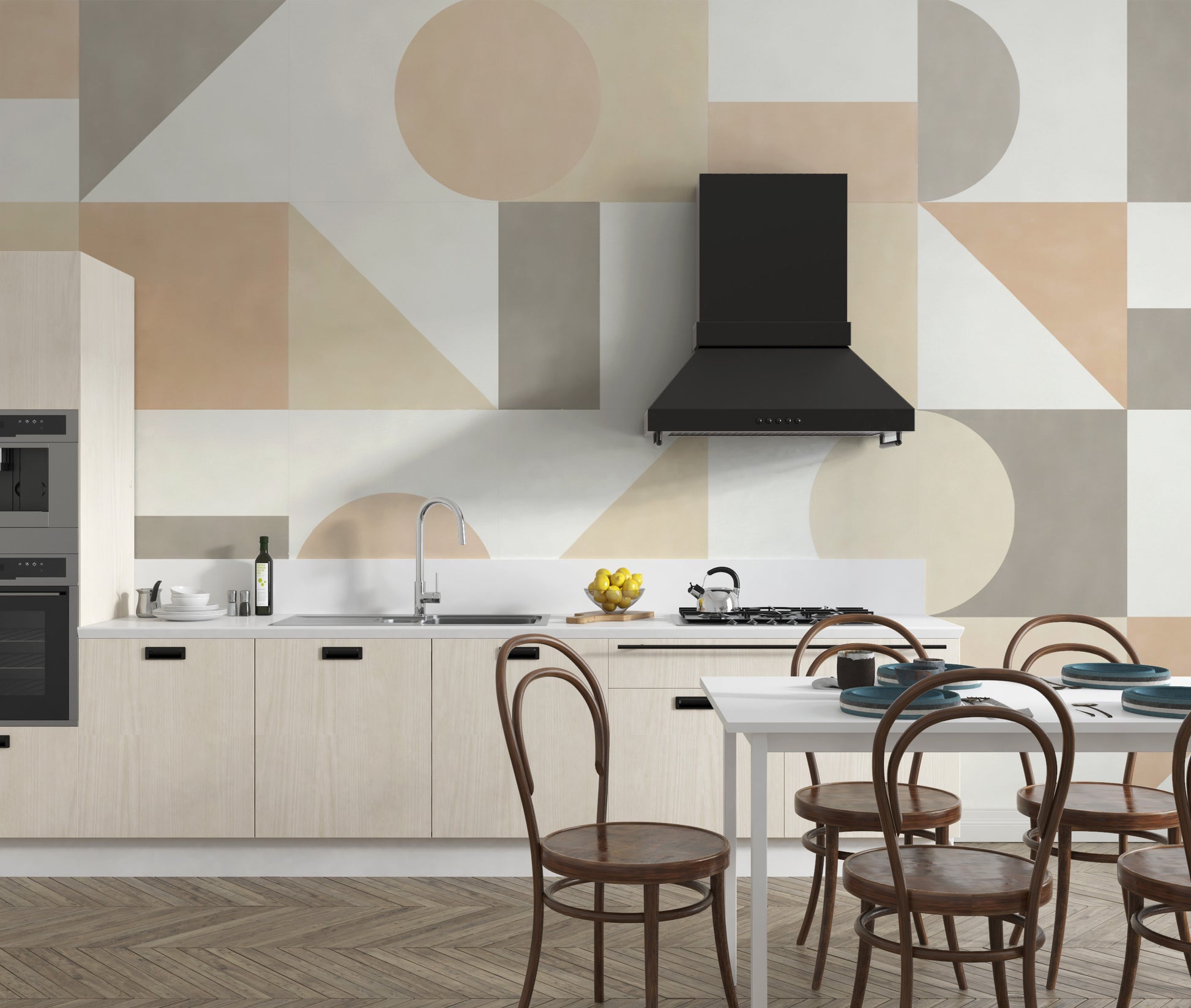 Scandinavian-inspired neutral wall mural
