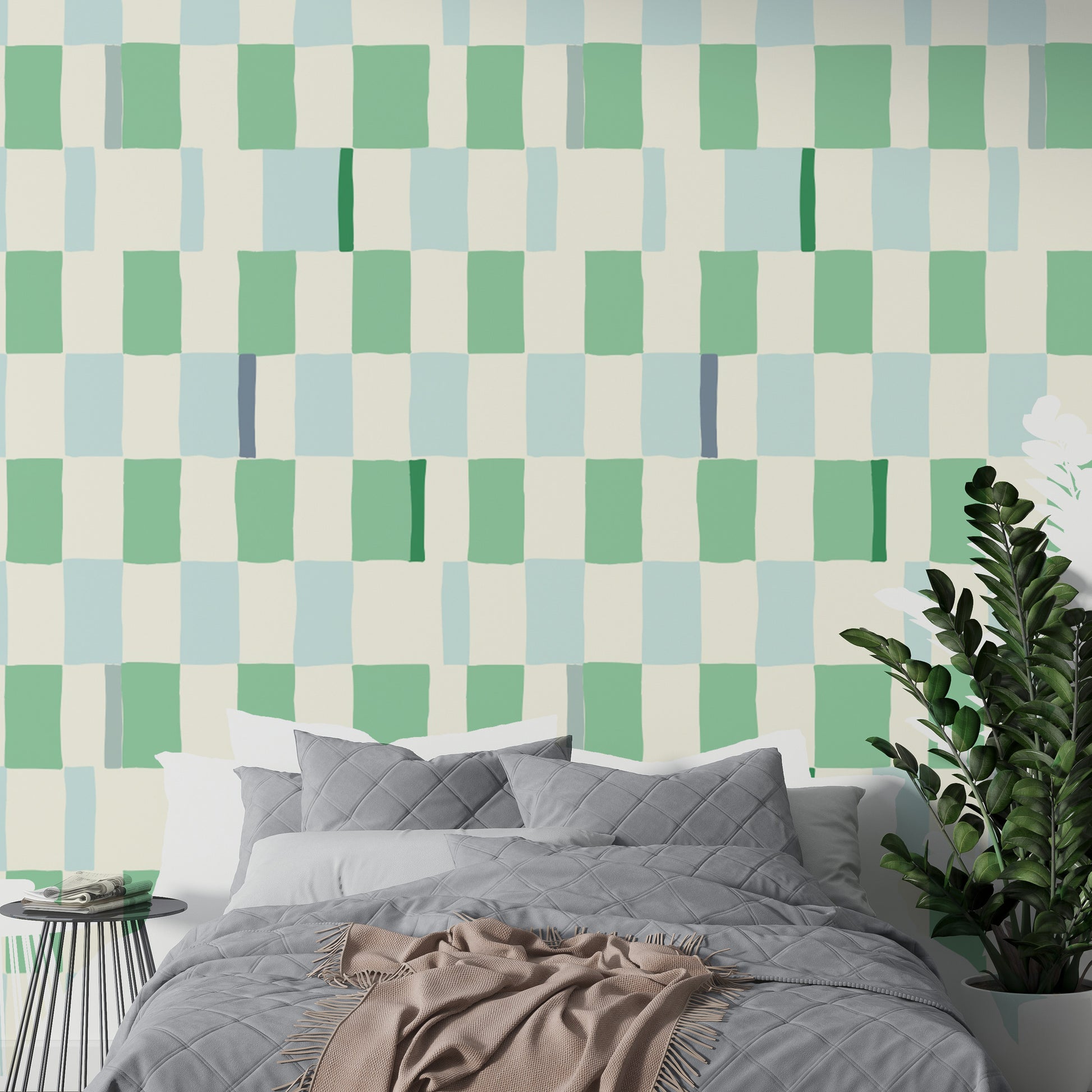 Minimalist green verdant breeze wallpaper for modern wall decor.
