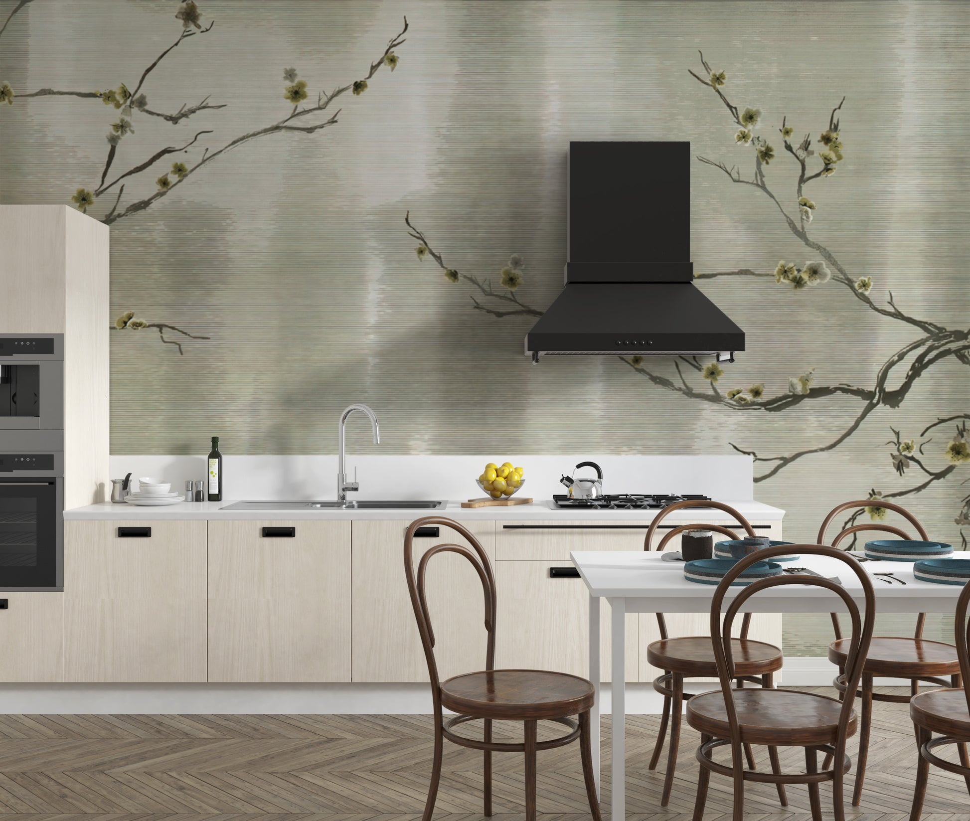 Delicate Blossom Vista mural wallpaper for peaceful spaces.