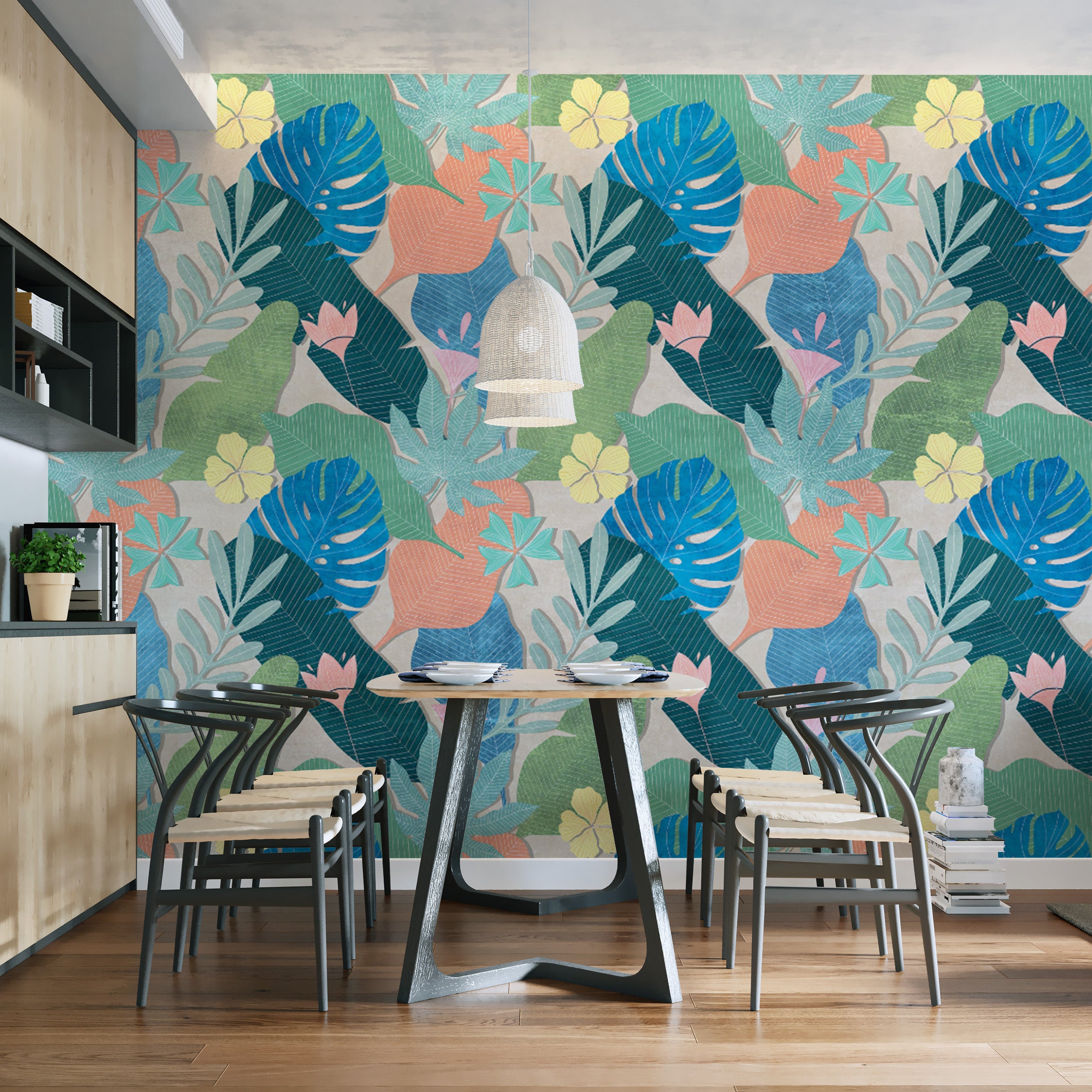 Tropical Flower and Leaf Wallpaper Mural for Any Room
