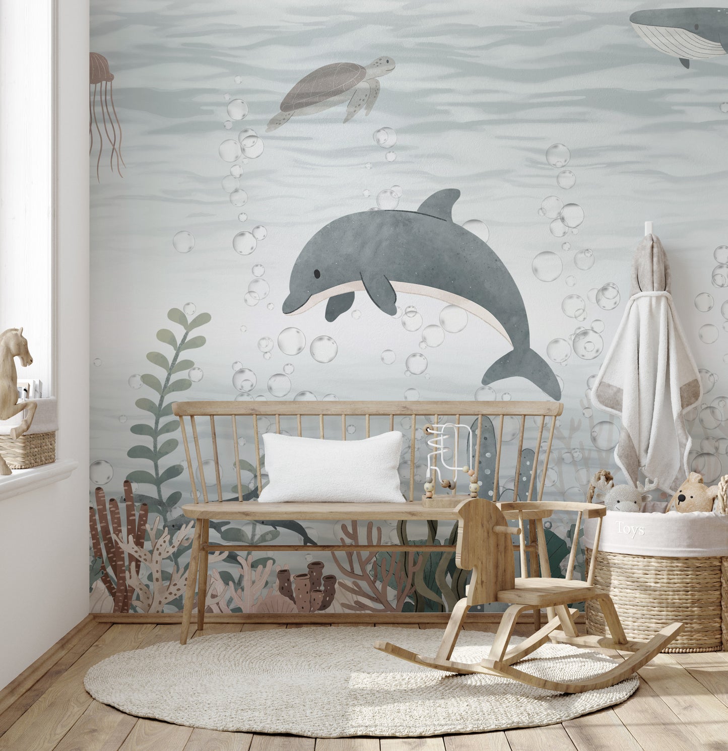 Serene Ocean Life Wallpaper mural for accent walls