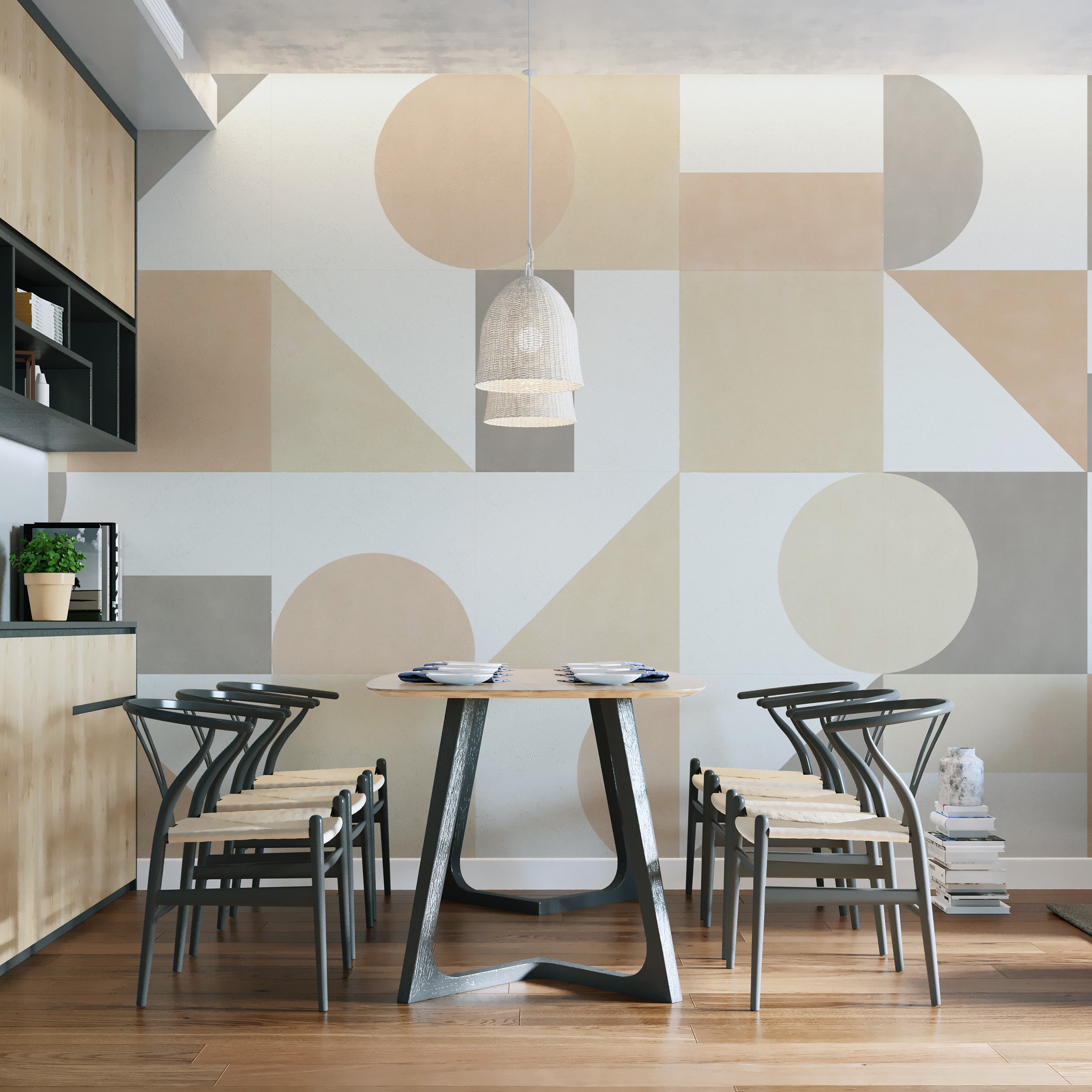 Mid-century modern geometric wall pattern
