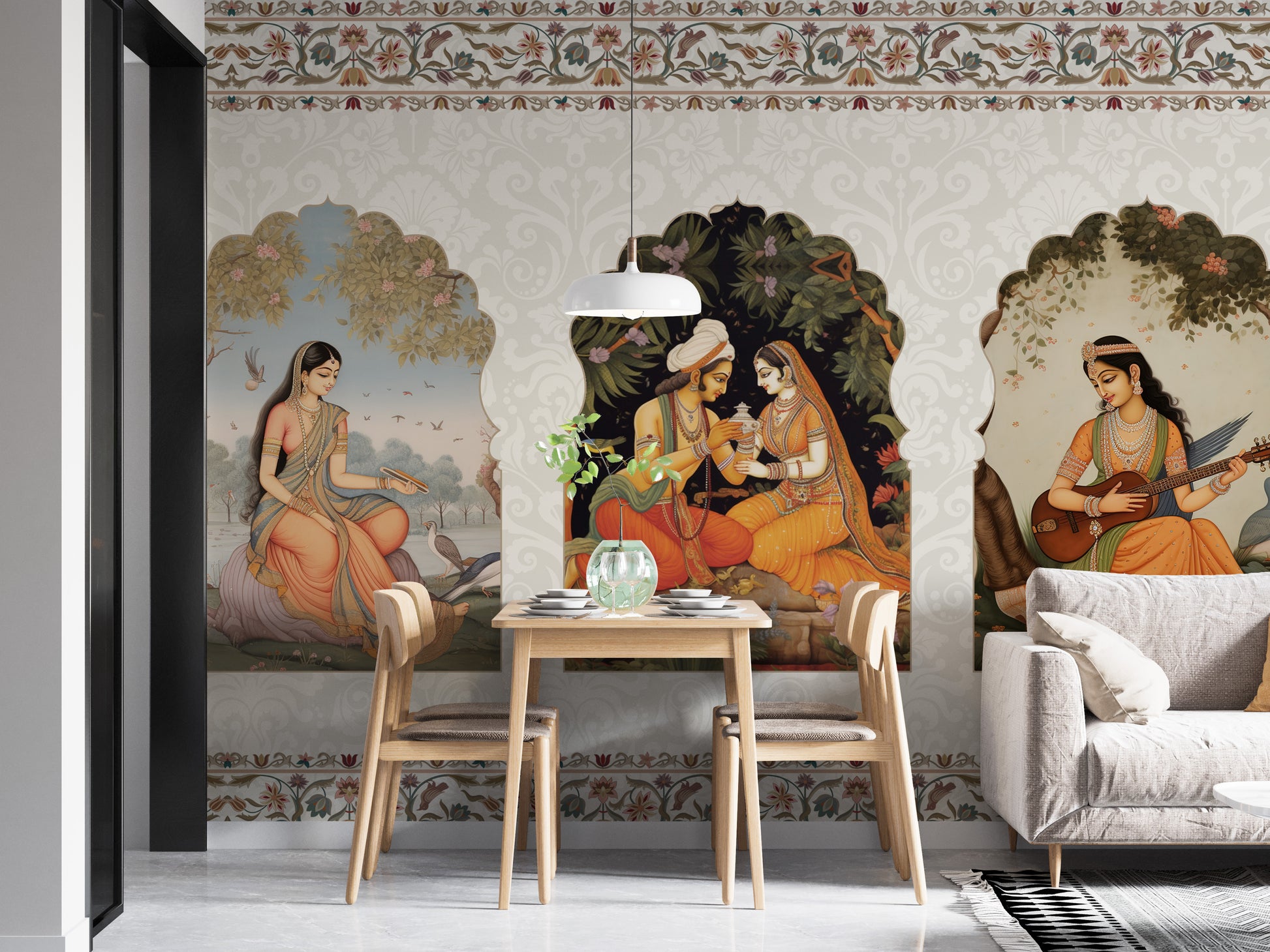 Elegance of the East wallpaper with a royal mural design.
