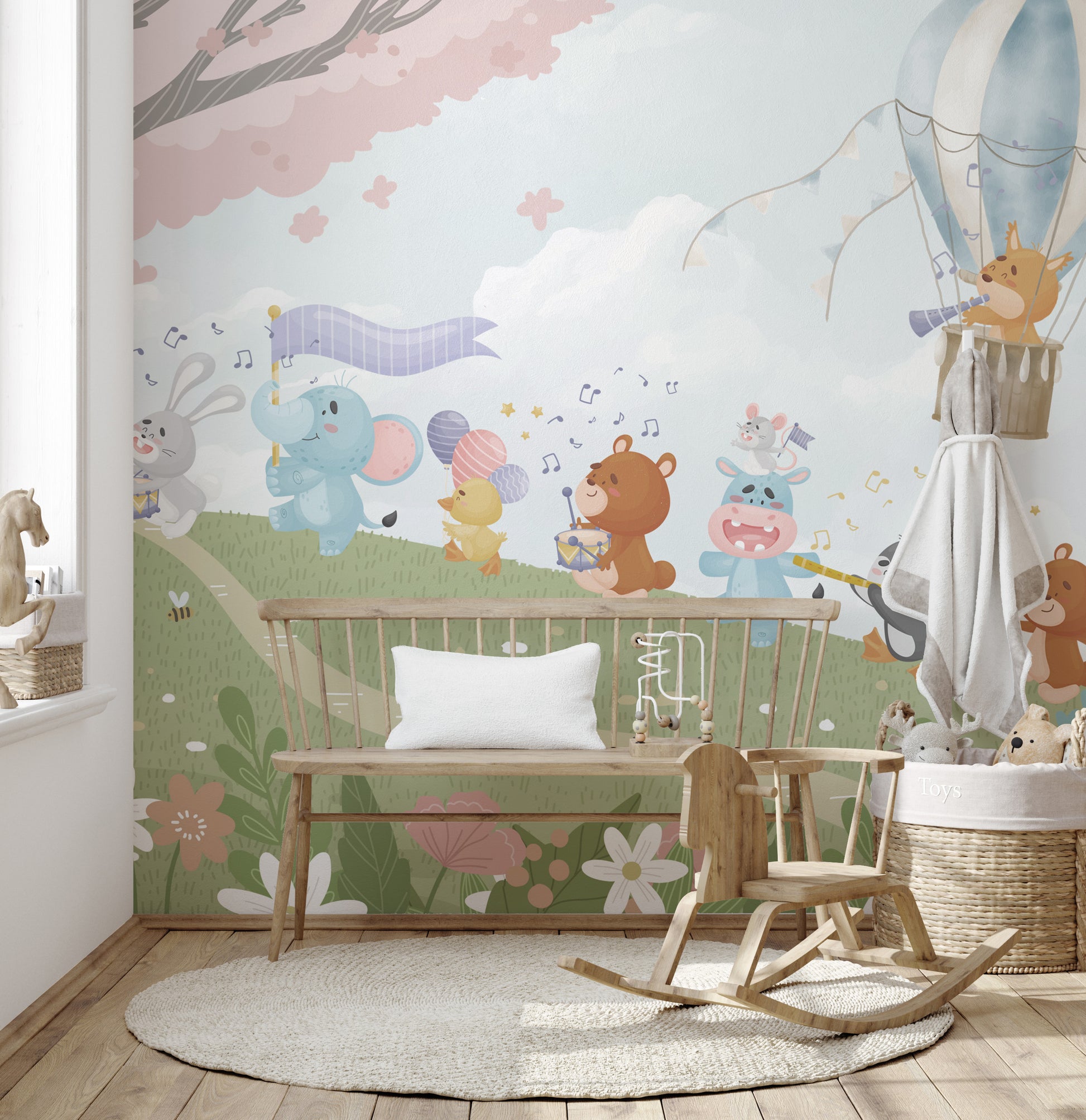 Musical menagerie wallpaper for fun and creative spaces