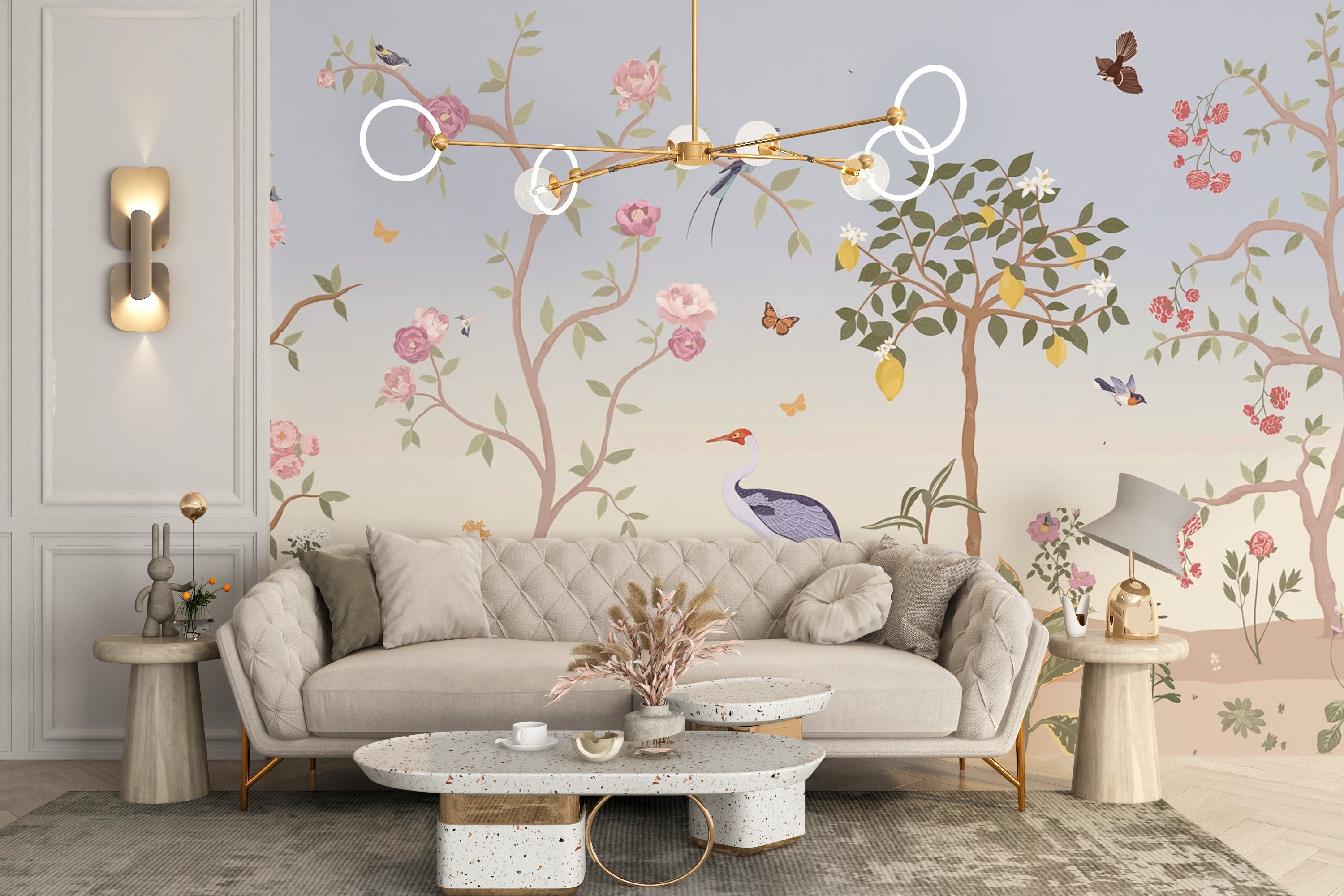 Sophisticated spring chinoiserie wall mural
