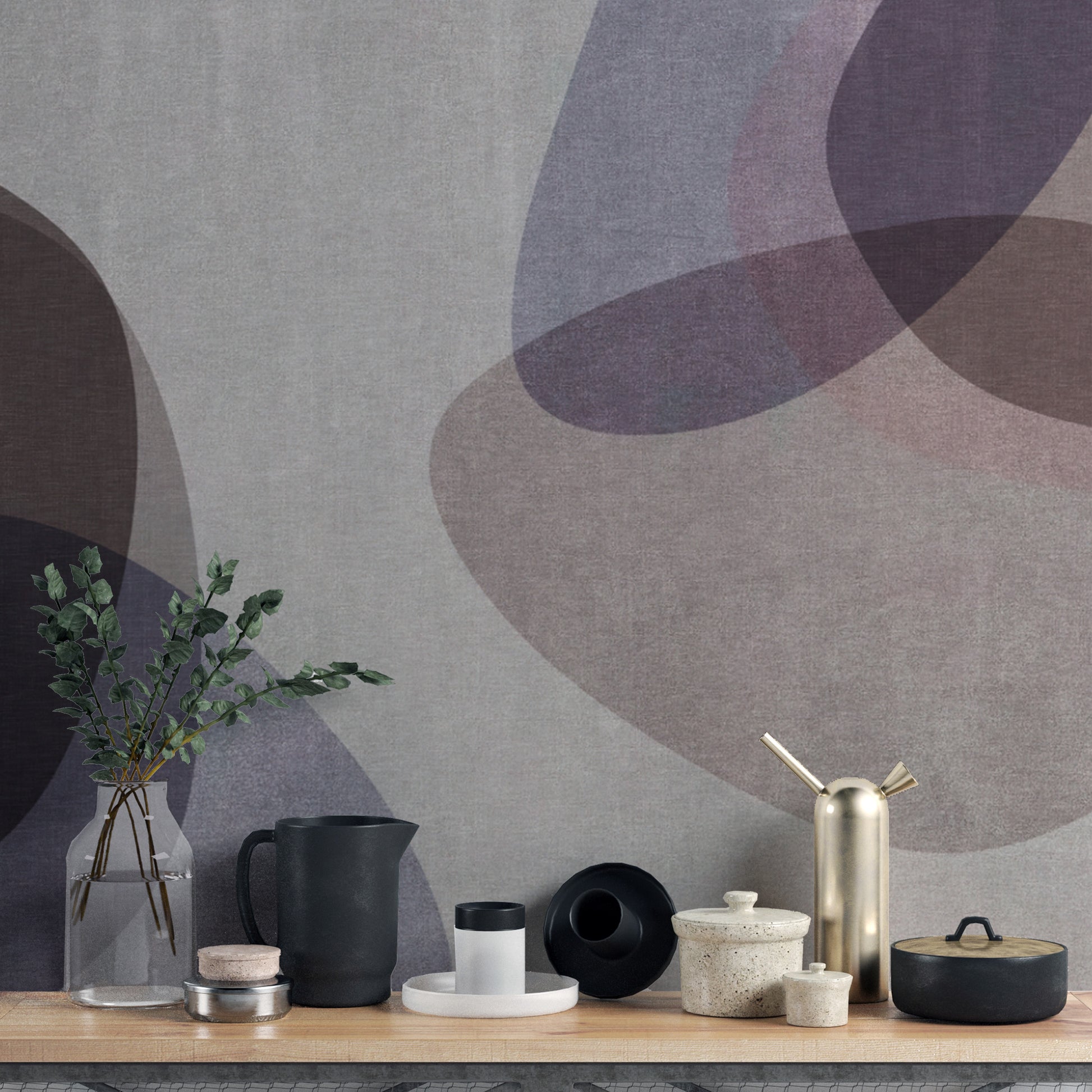 Neutral aesthetic abstract wall mural




