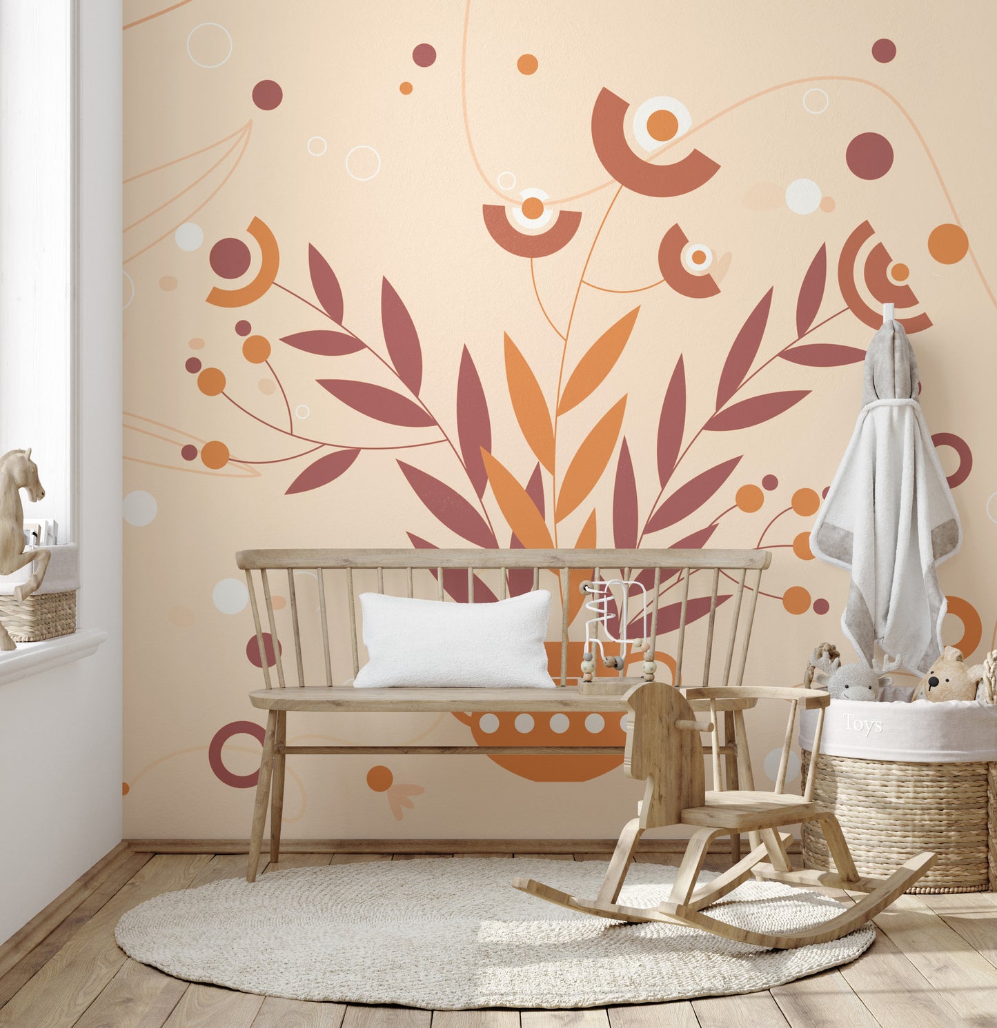 Autumn-inspired vase art wallpaper for stylish interiors.
