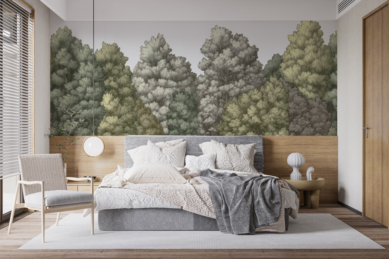 Transform your bedroom with calming painted forest design