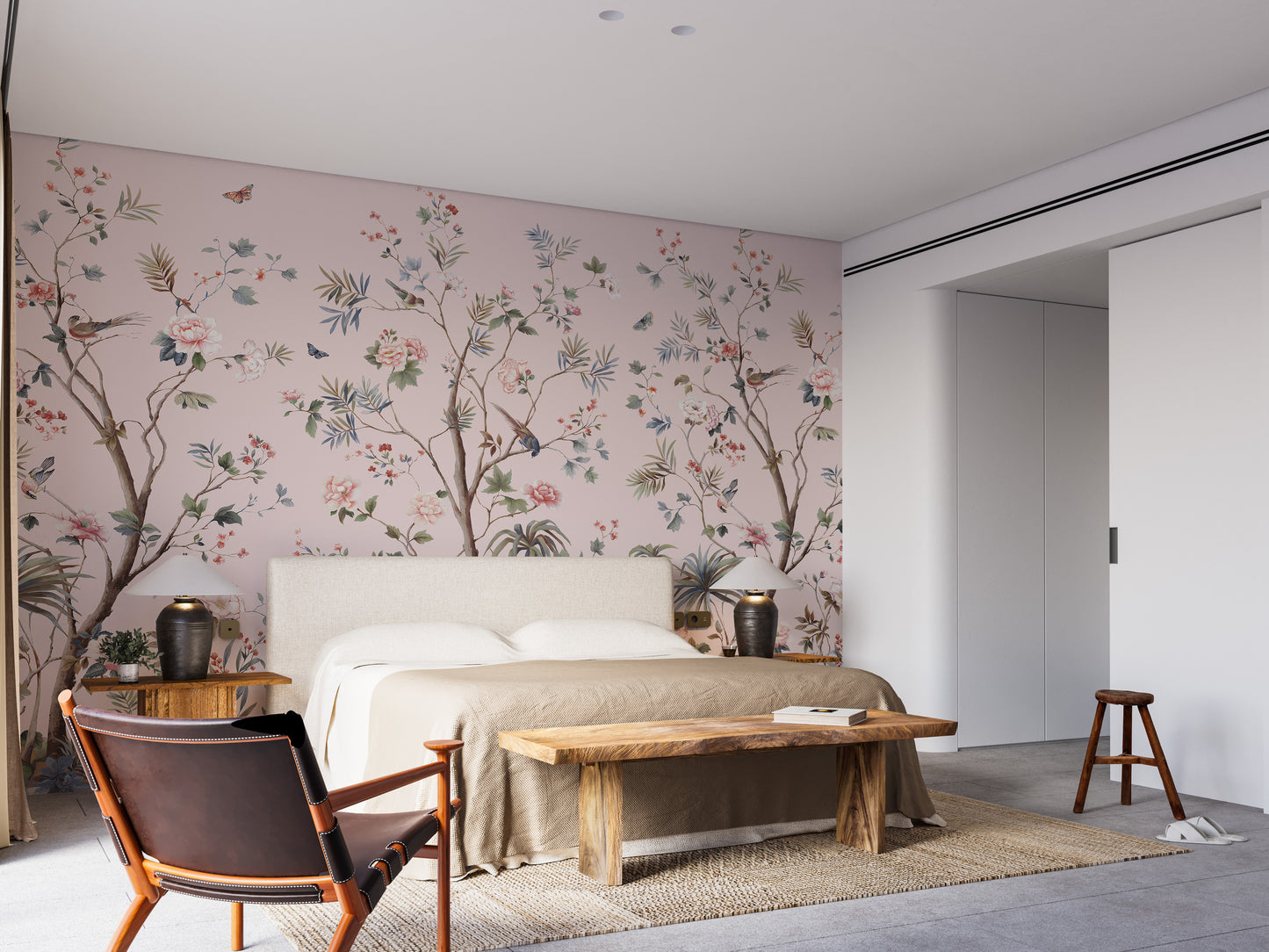 Floral Design Pink Chinoiseries wallpaper - Giffywalls