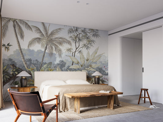 Tropical Trees Textured Wallpaper Mural
