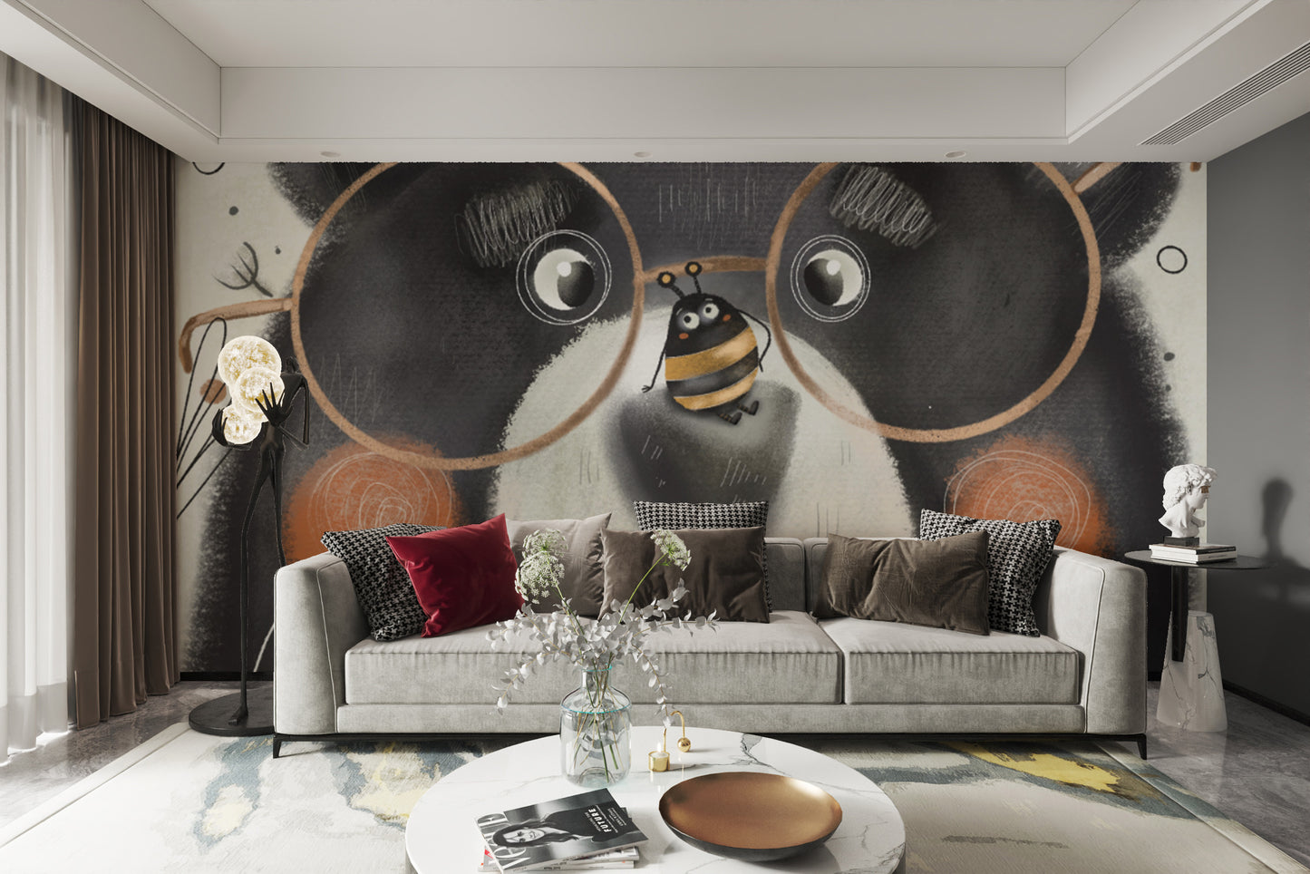 Creative Bear Face Wallpaper Mural