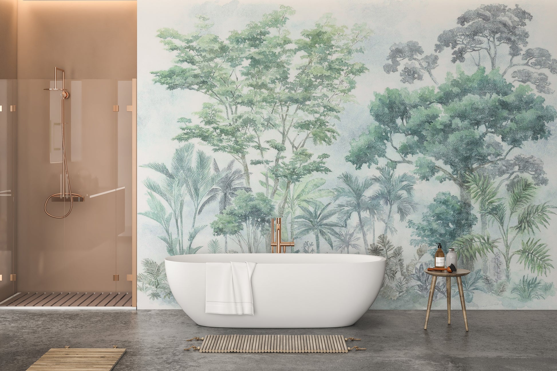 Watercolour Tropical Jungle Wallpaper for serene spaces
