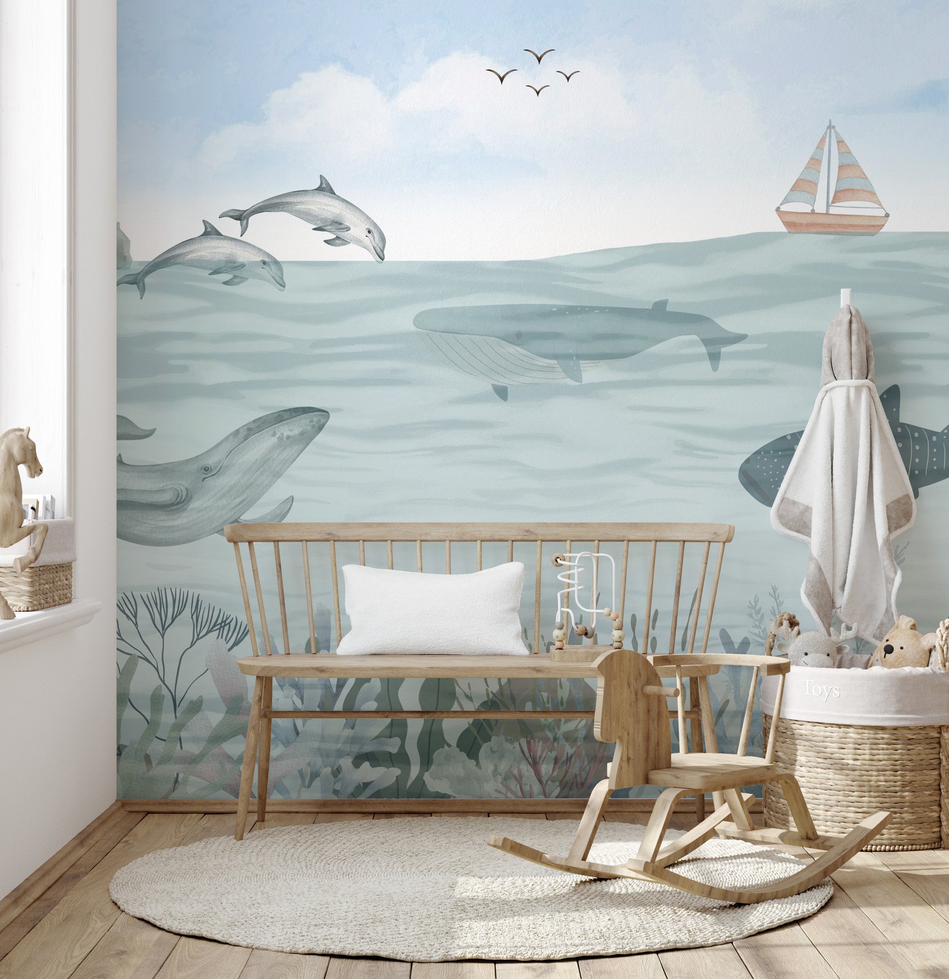 Seaside Orca Whale removable wallpaper