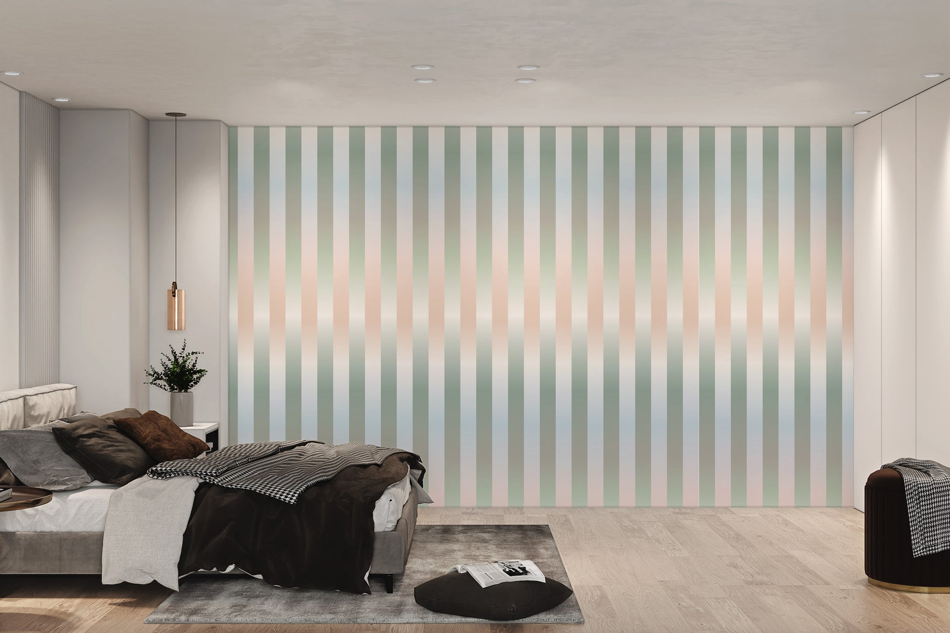 Dynamic Blurred Striped Wall Mural Design
