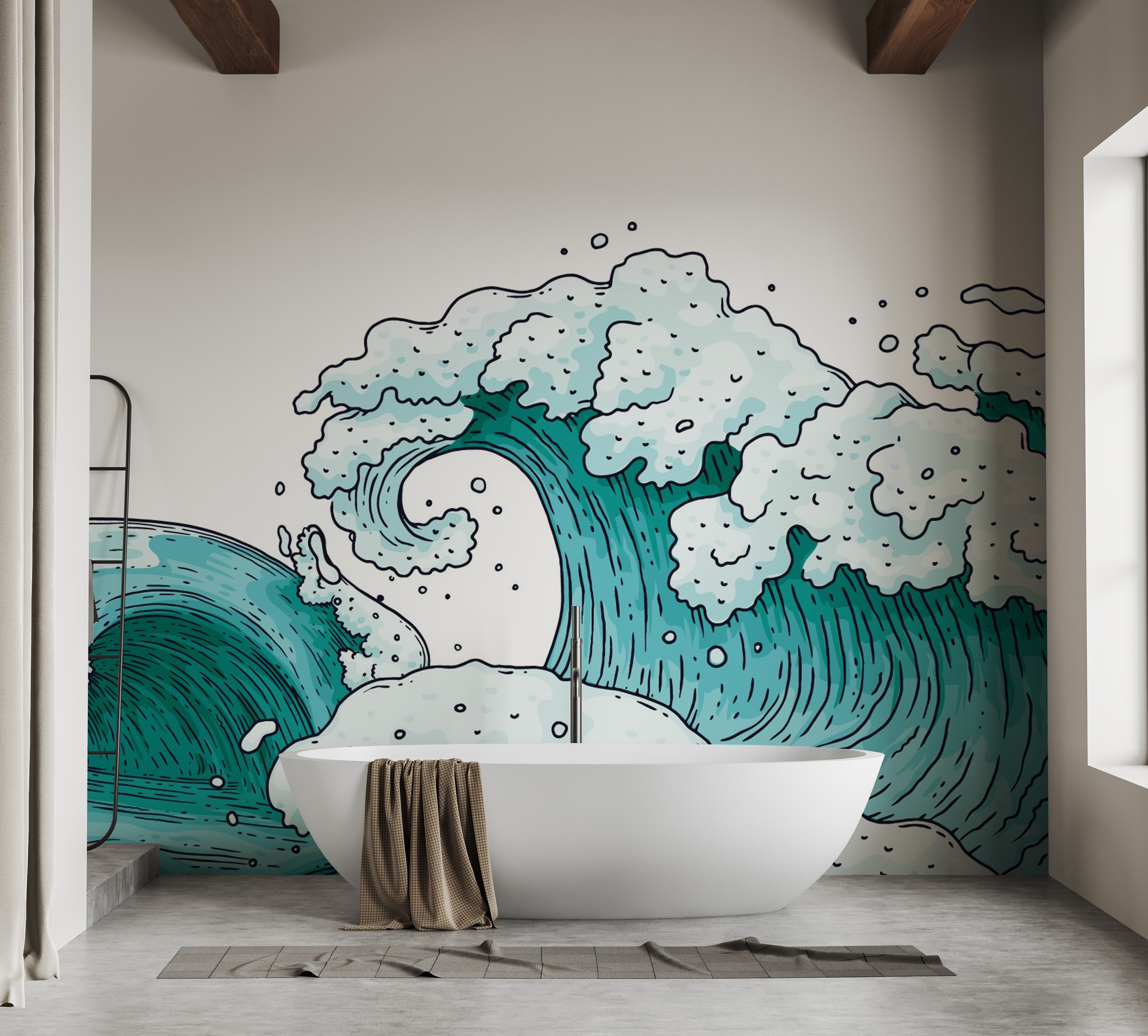 Modern abstract ocean wallpaper mural design