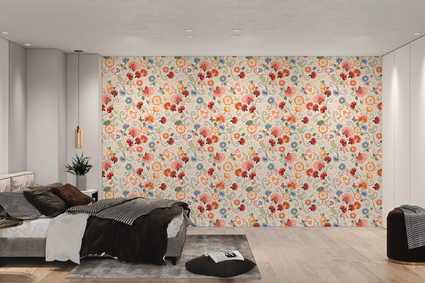 Floral mosaic wallpaper for artistic decor