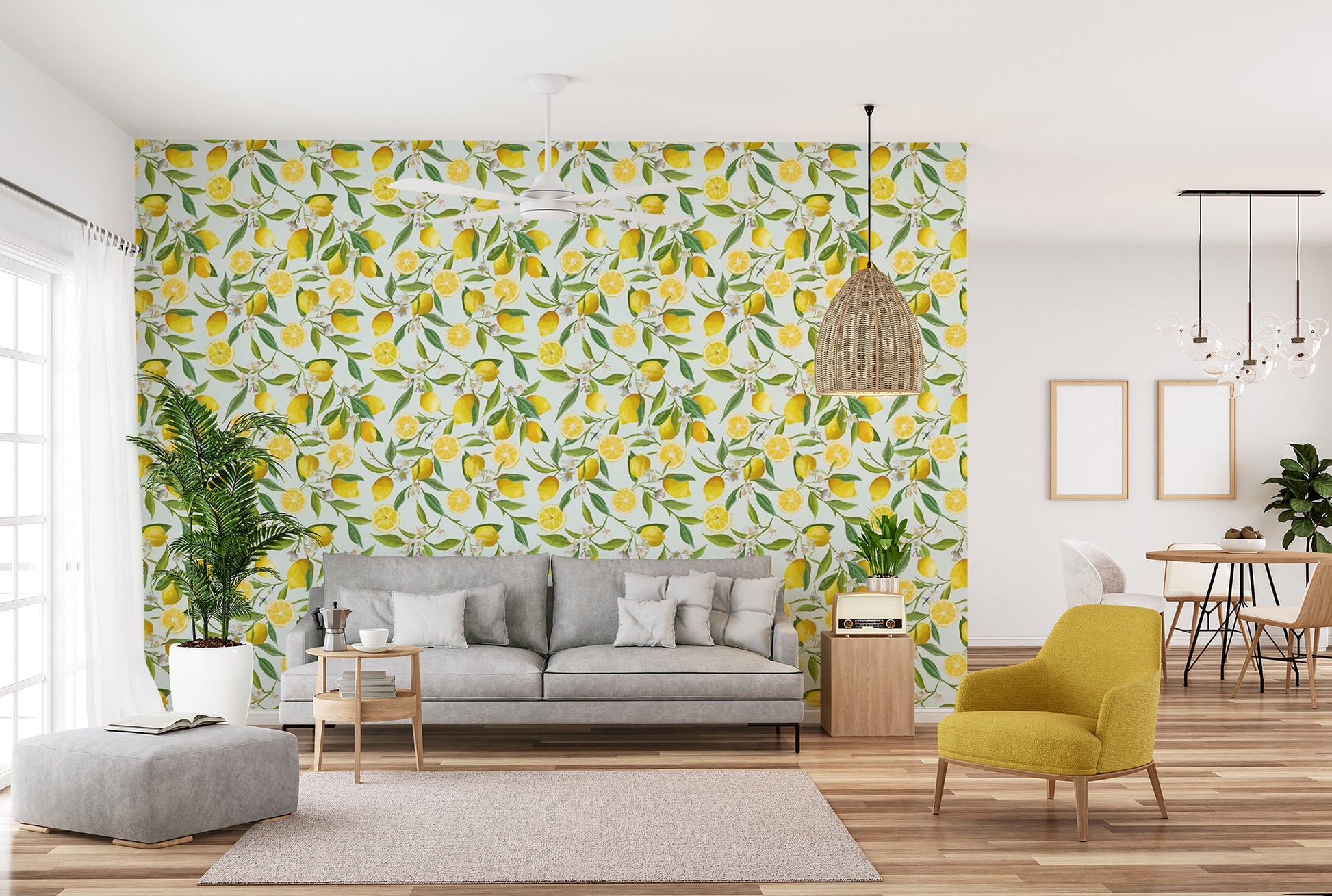 Colorful Lemon Design Wallpaper Mural for kitchens
