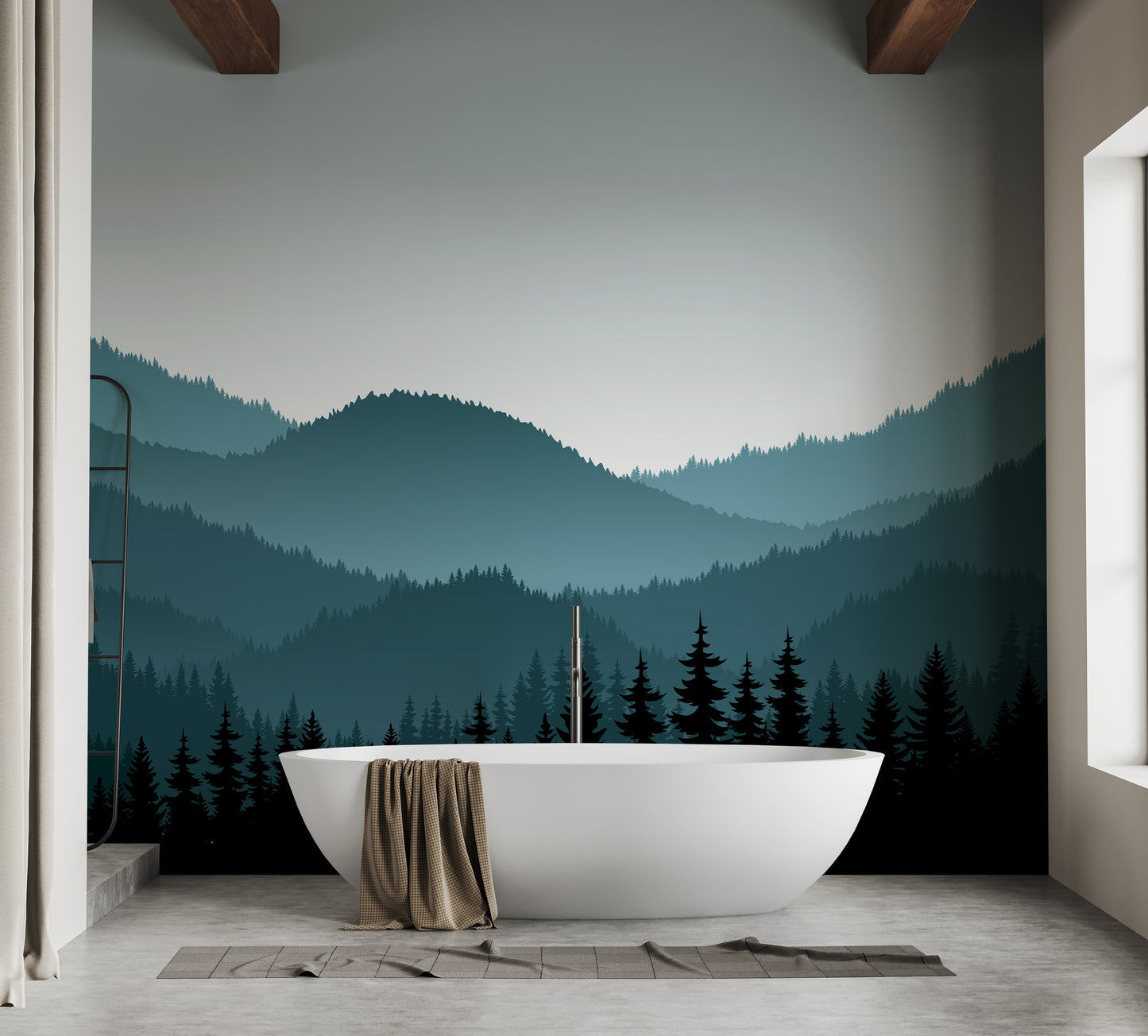 Dark Foggy Mountains Wallpaper Murals