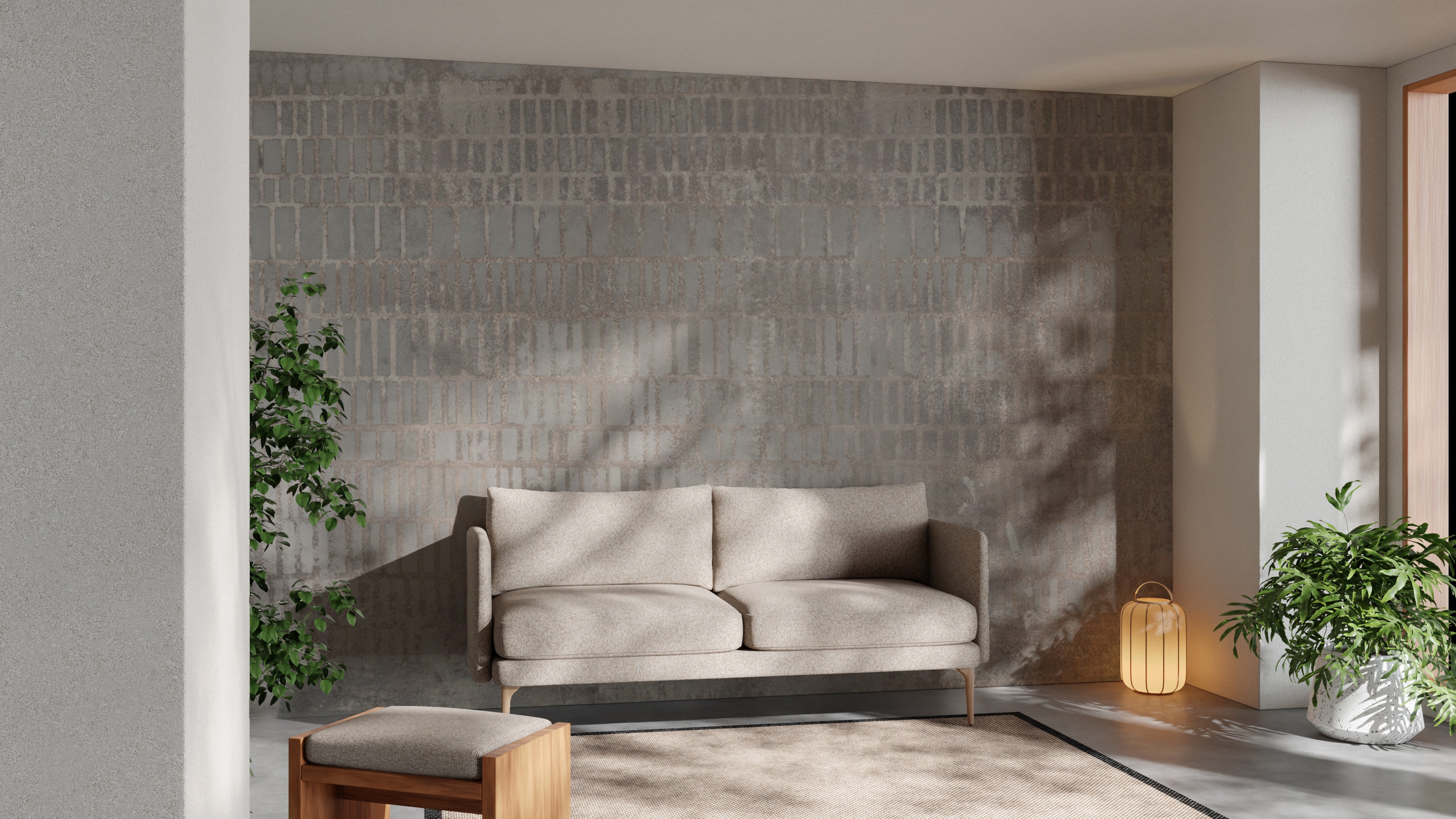 Minimalist concrete textured grid wallpaper for walls
