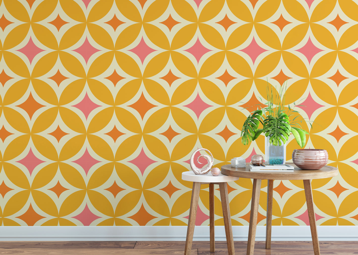 Perfectly chic Portuguese Yellow Tiles Azulejos Design Wallpaper