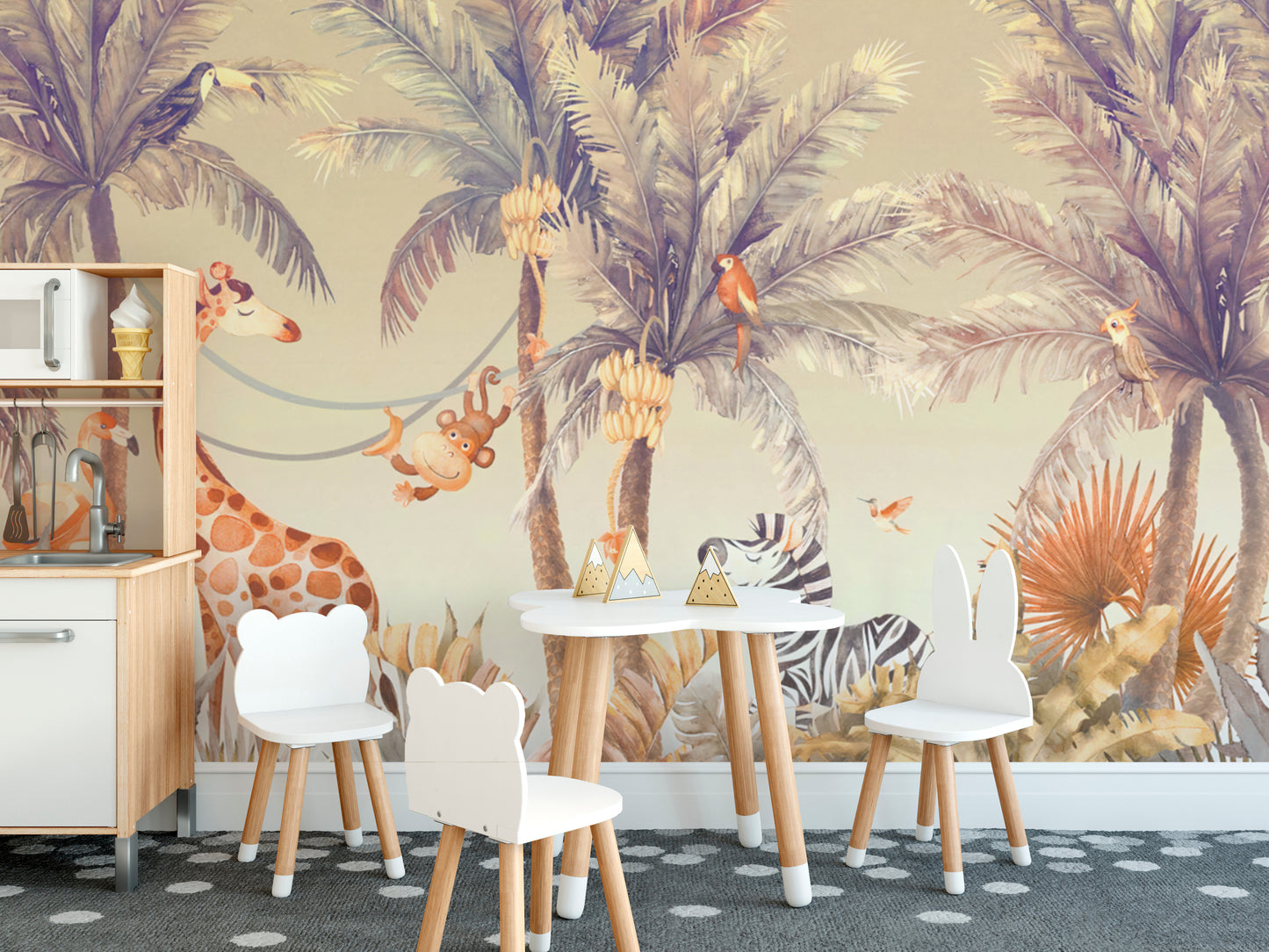 Exotic Wildlife Jungle Mural
