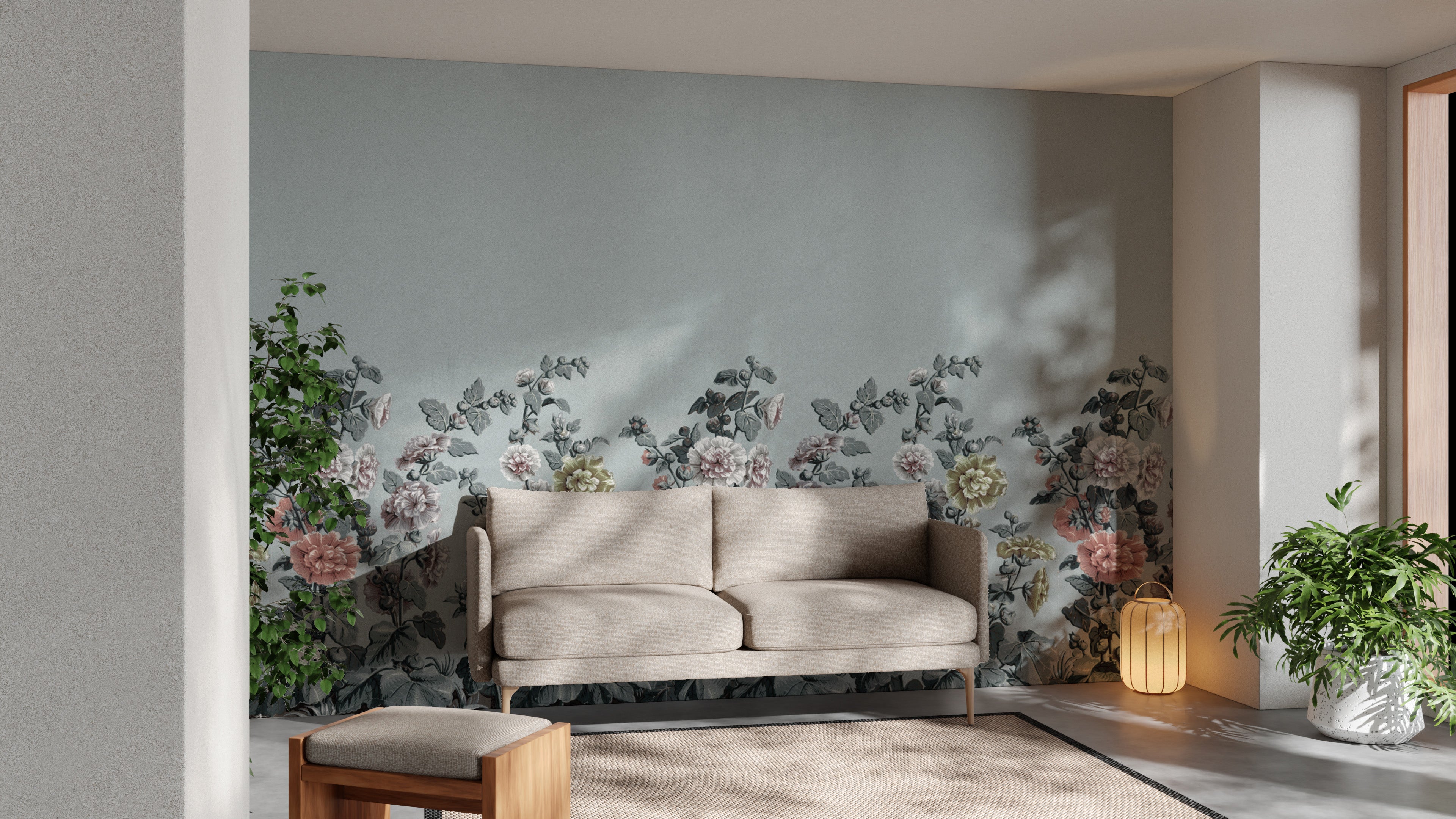 Elegant vintage floral wallpaper for living rooms
