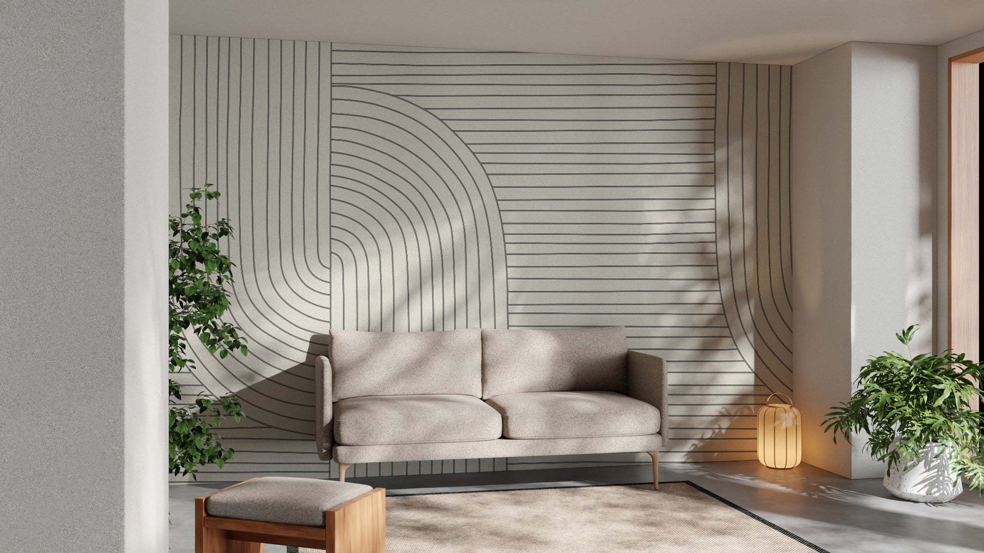 Contemporary geometric line wallpaper for home décor
