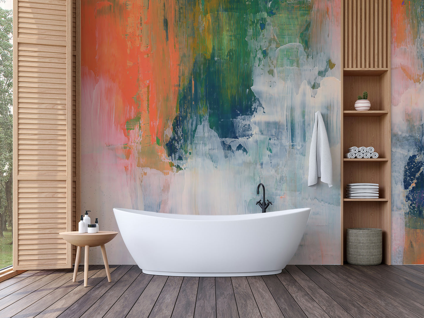 Artistic abstract brushstroke wallpaper mural design