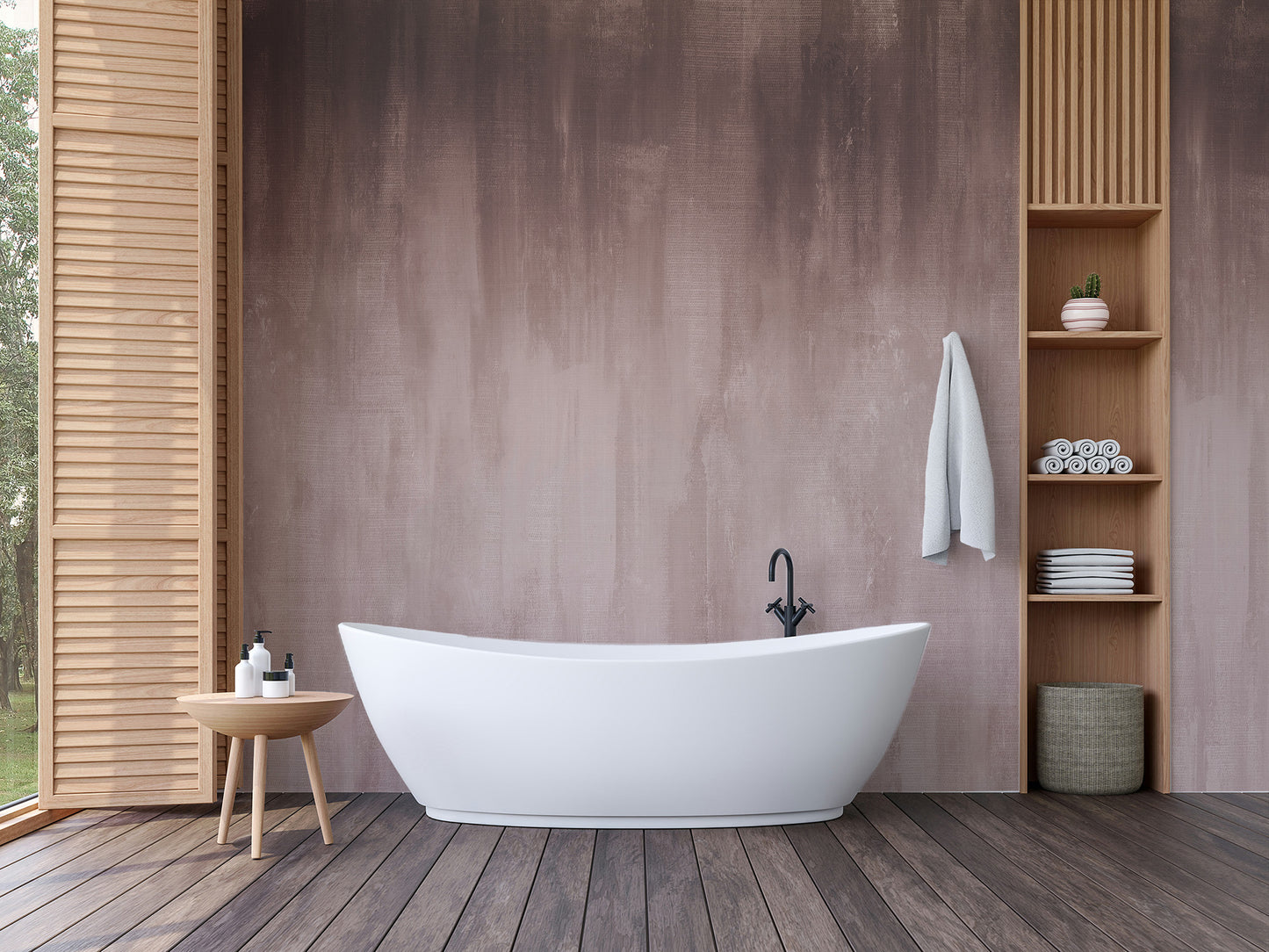 Brown Ombre Wall Mural creates a spa-like ambiance in bathrooms.