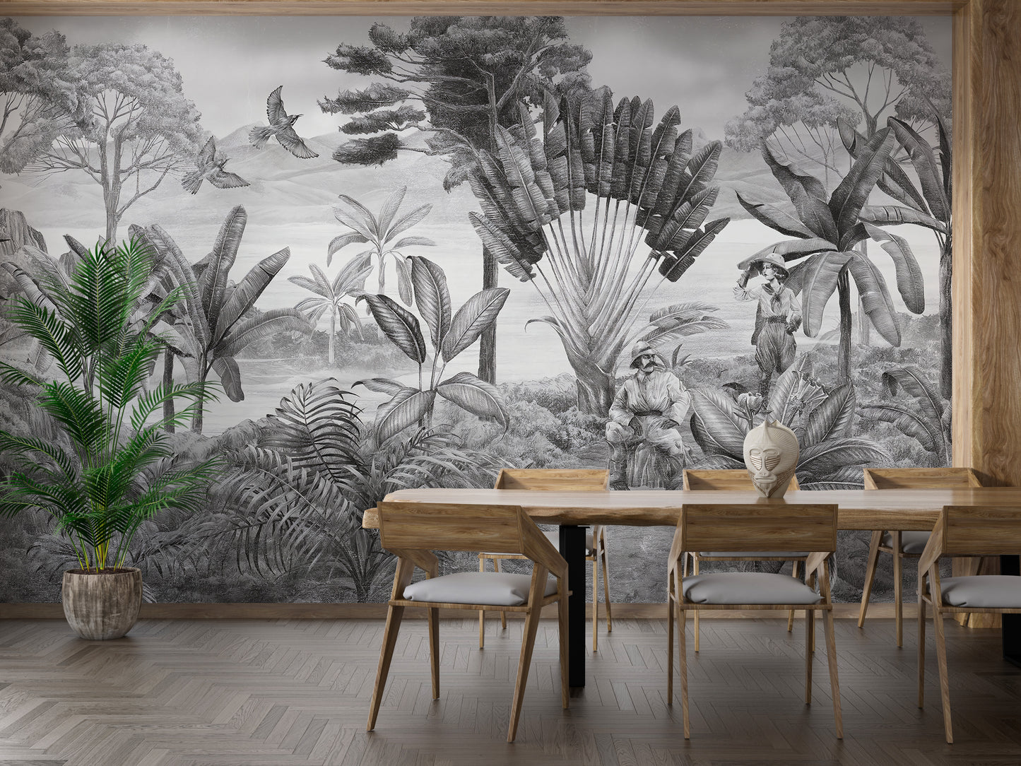 Black and white scenery wallpaper mural