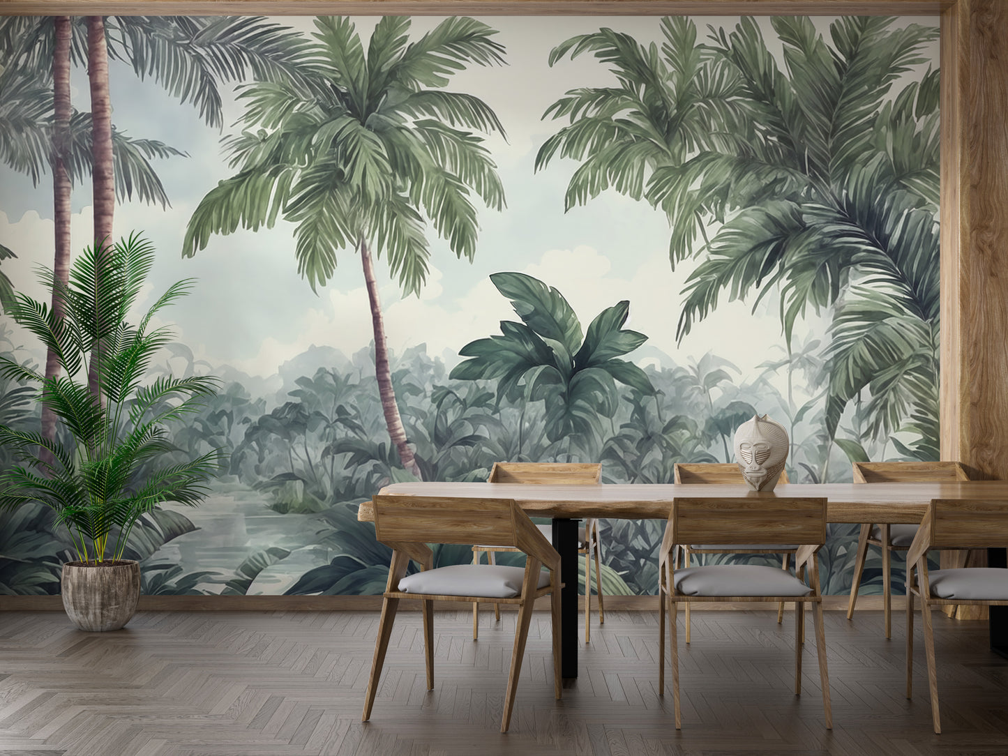 Watercolor Green trees Wallpaper Murals