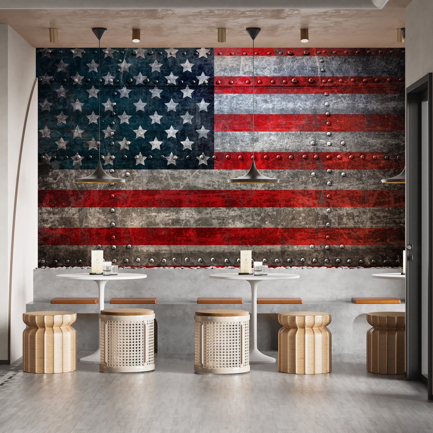 Rustic Steel American Flag Wallpaper