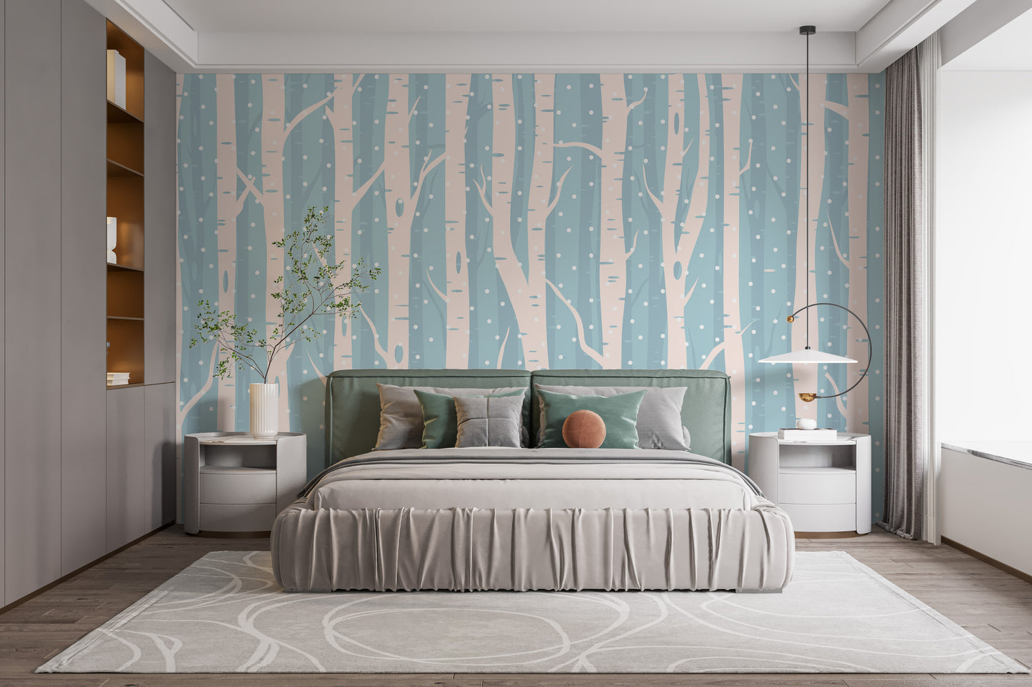 Blue Winter Forest Wallpaper Wall Mural