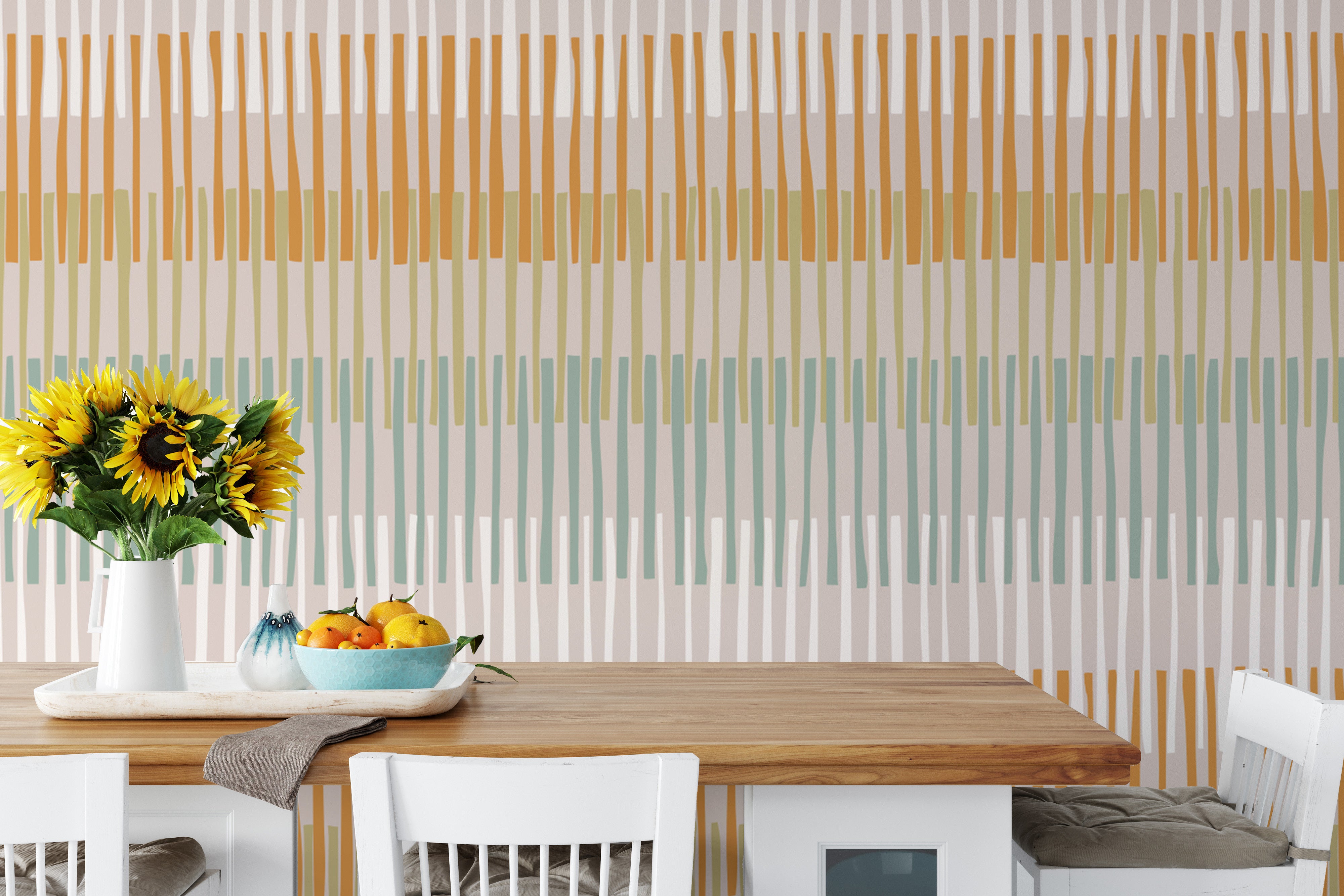 Elegant Geometric Striped Earth-Toned Wallpaper
