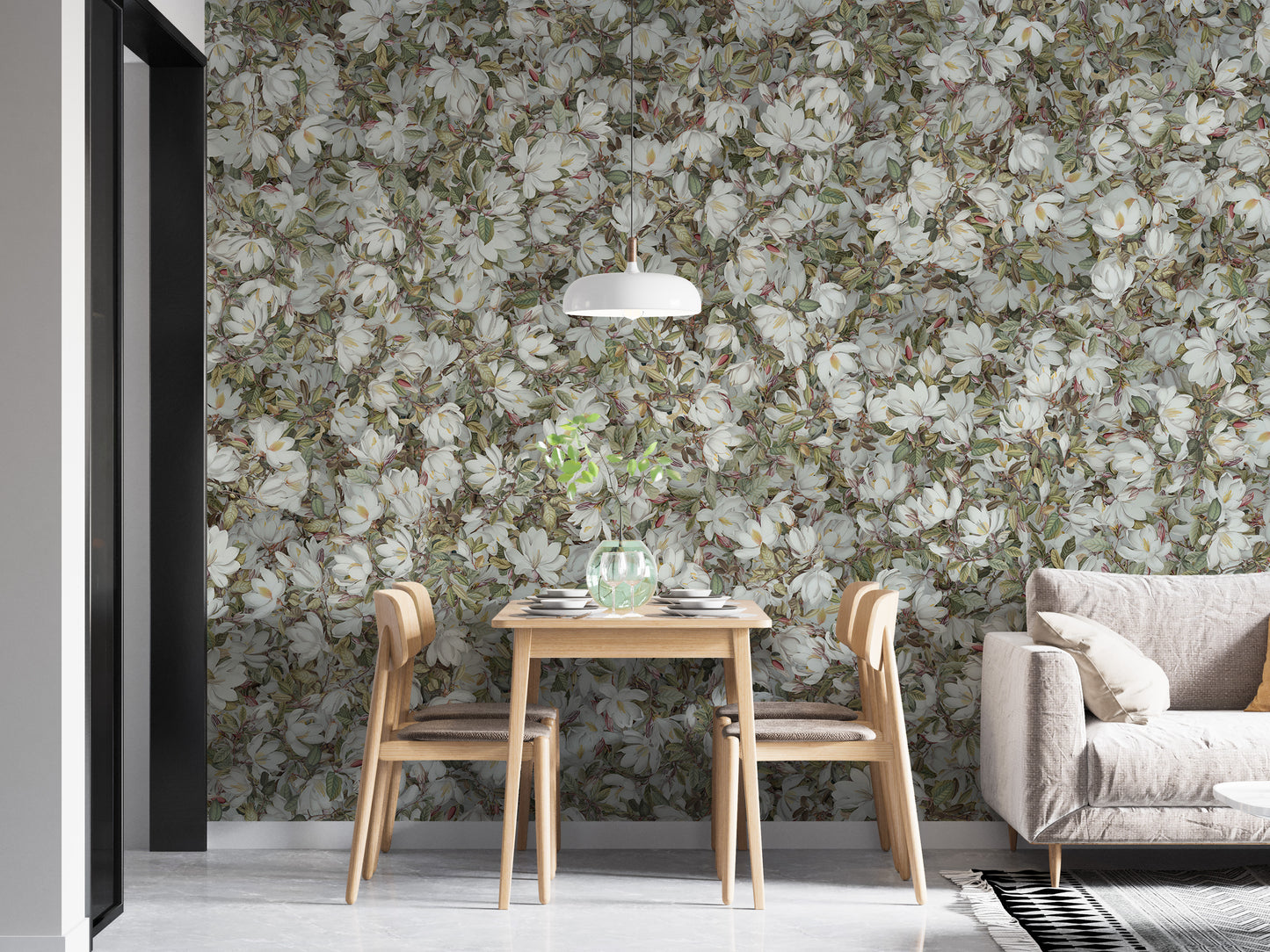 White Magnolia Floral Wallpaper Murals