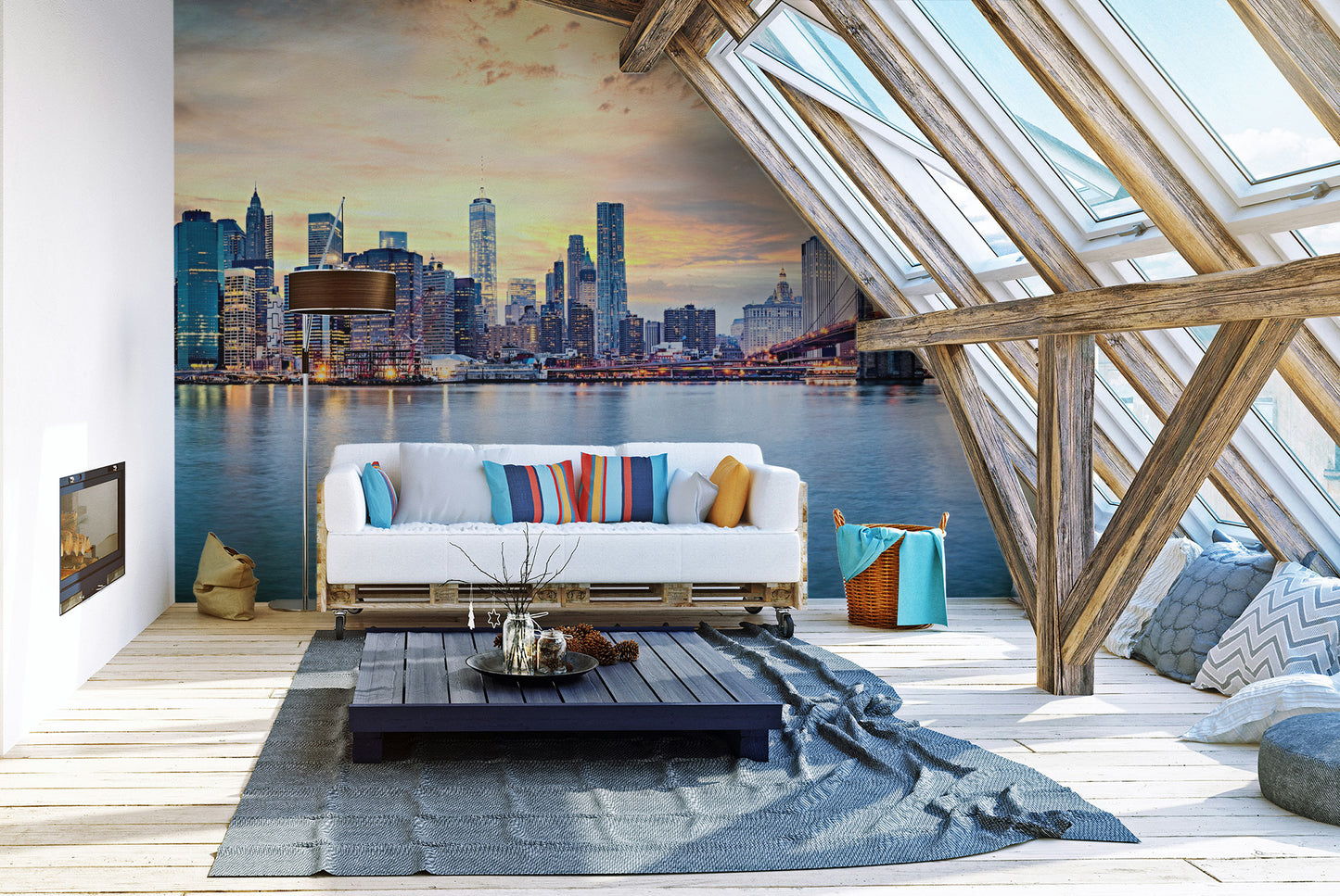 New York Sunset Panorama Wall Mural