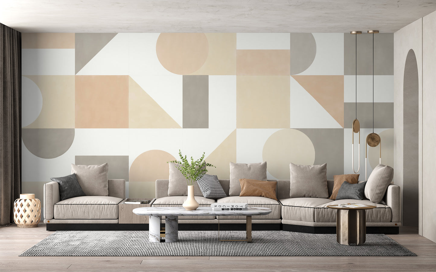 Abstract geometric wallpaper in neutral tones
