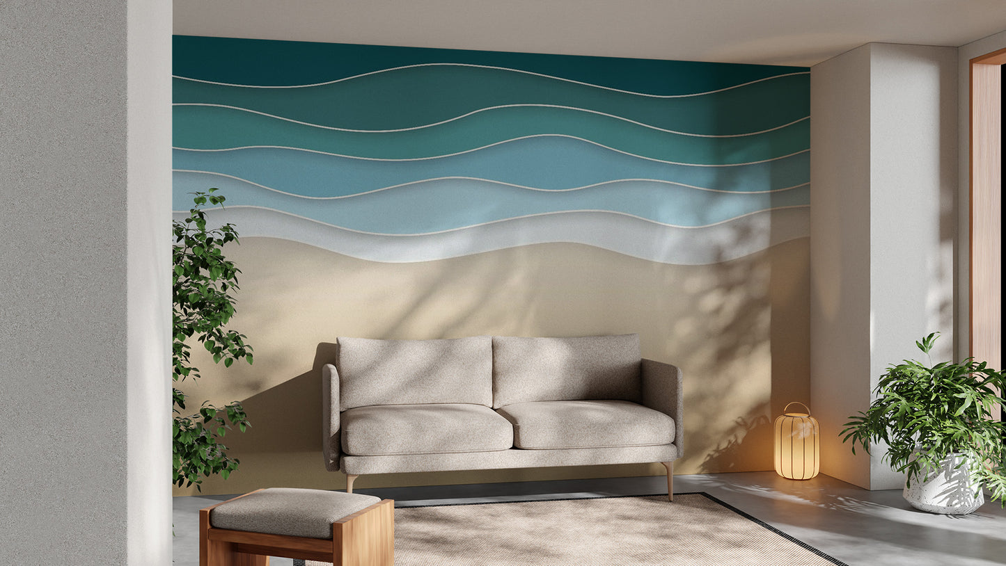 Vibrant ocean mural style
