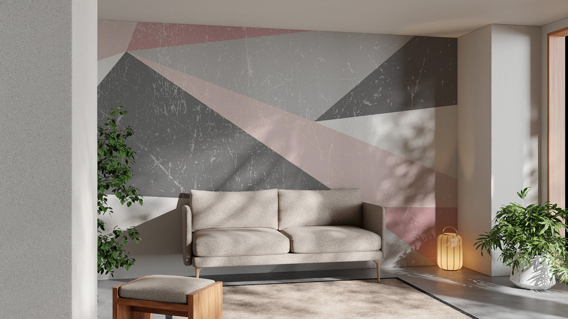 Subtle Grunge Triangle Wall Mural Design
