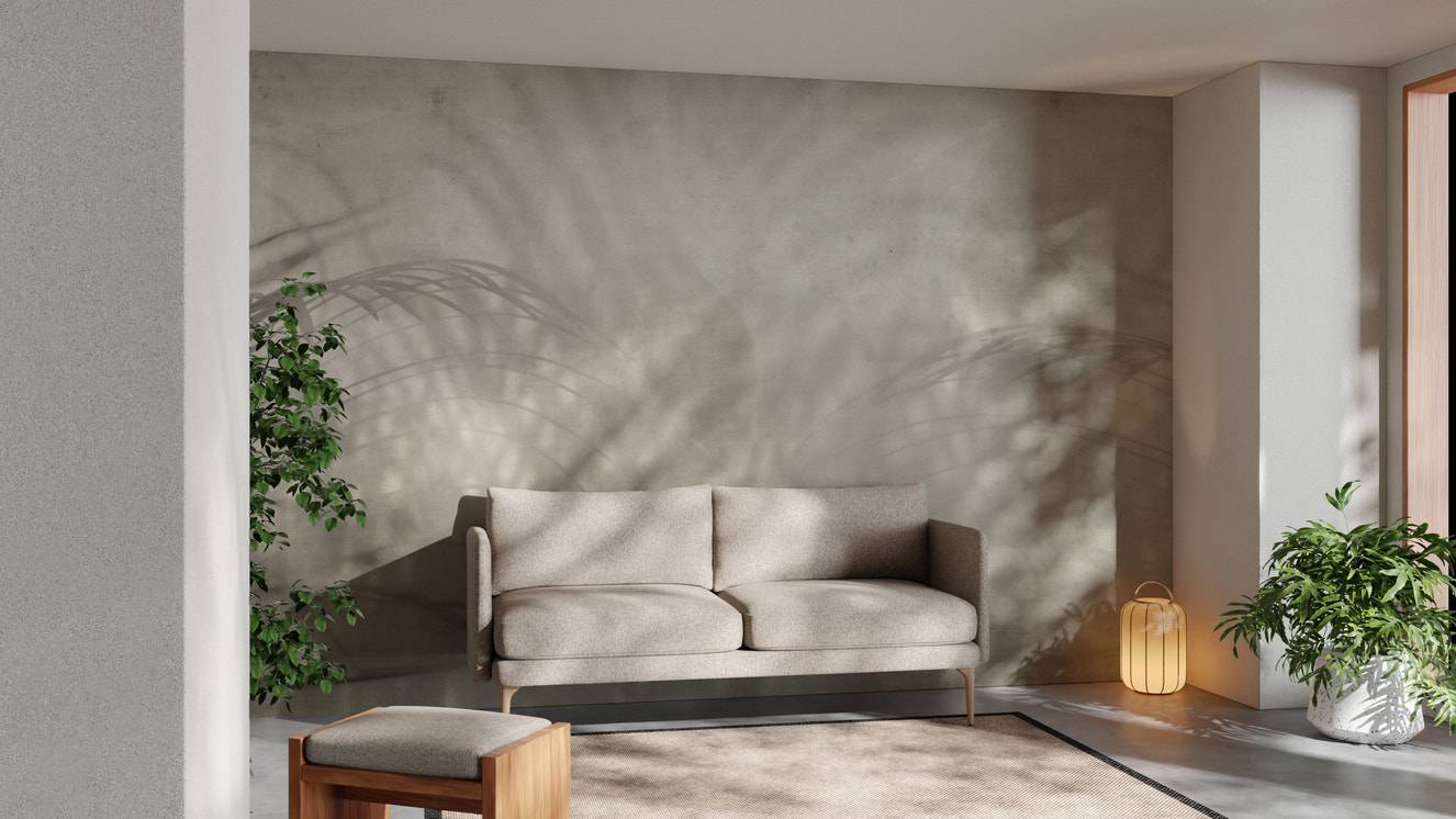 Neutral palm leaf shadow wallpaper for natural decor
