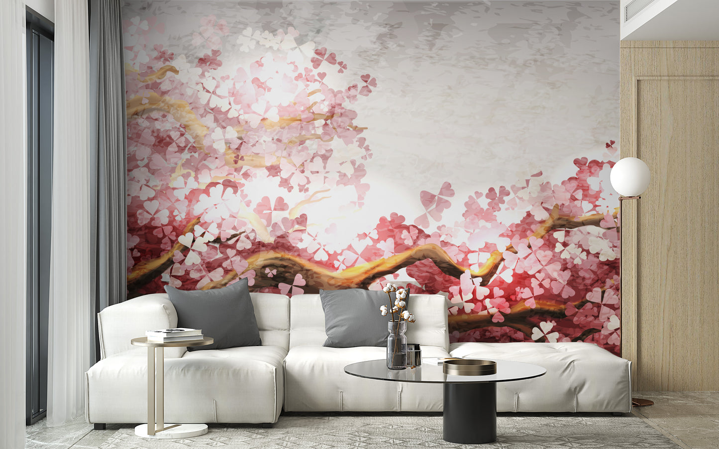 Pink Flower Sakura Branch Wallpaper Murals