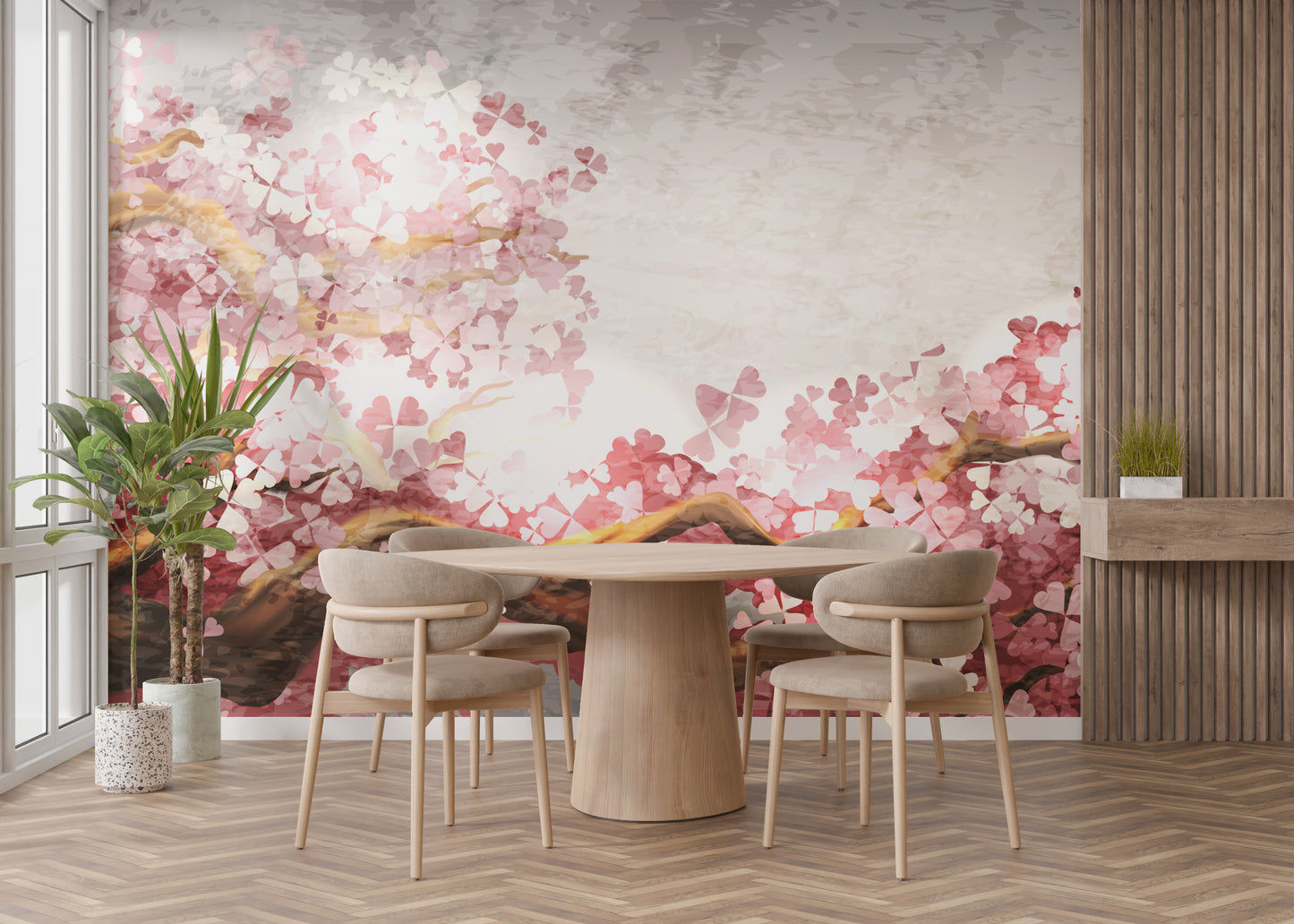 Pink Flower Sakura Branch Wallpaper Murals