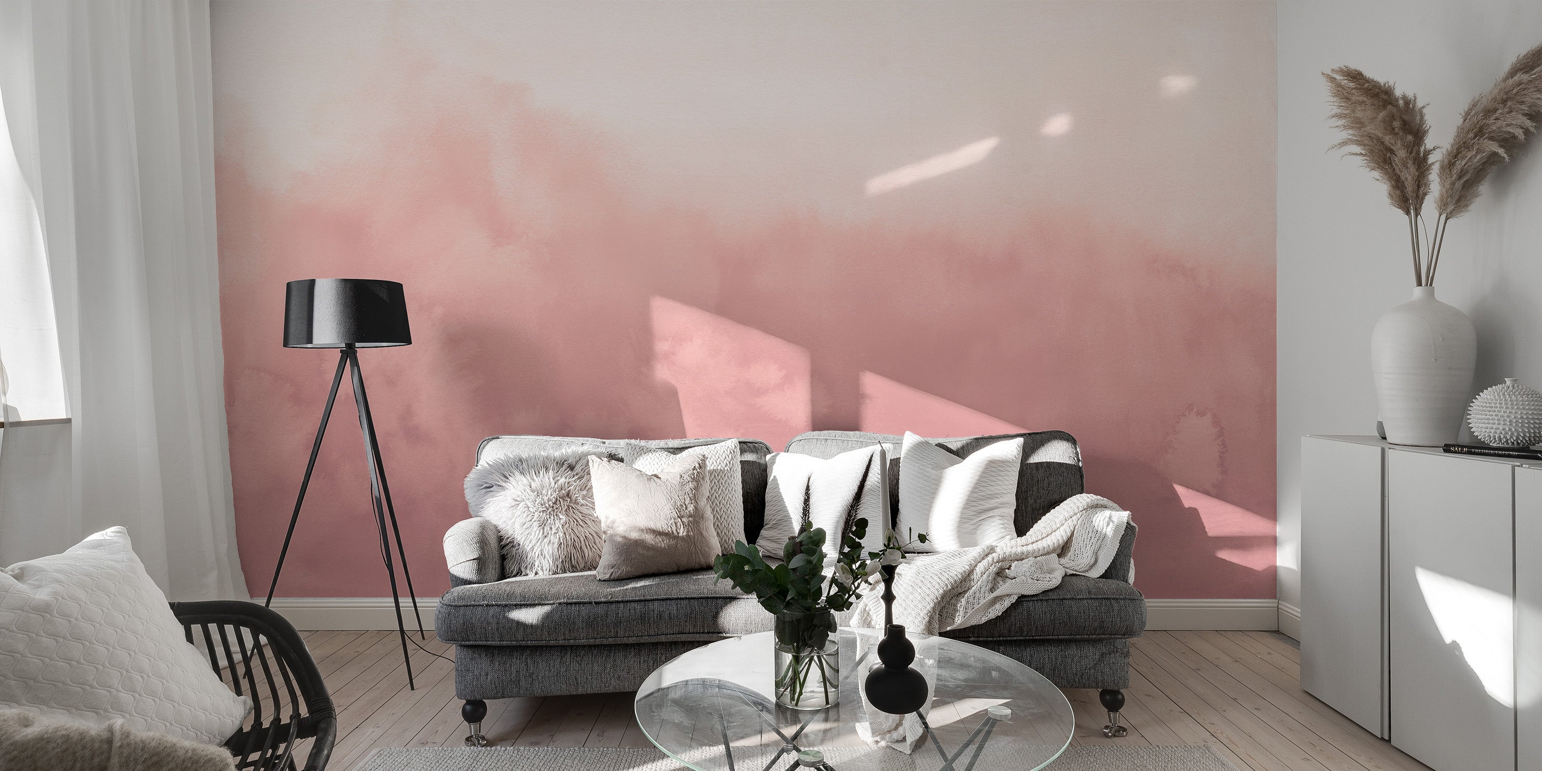 Pink Watercolor Ombre Wallpaper for Renters