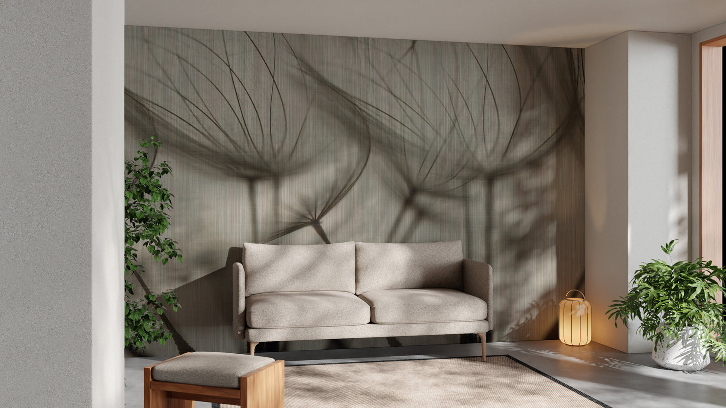 Elegant Dandelion Breeze mural adds serenity to any room