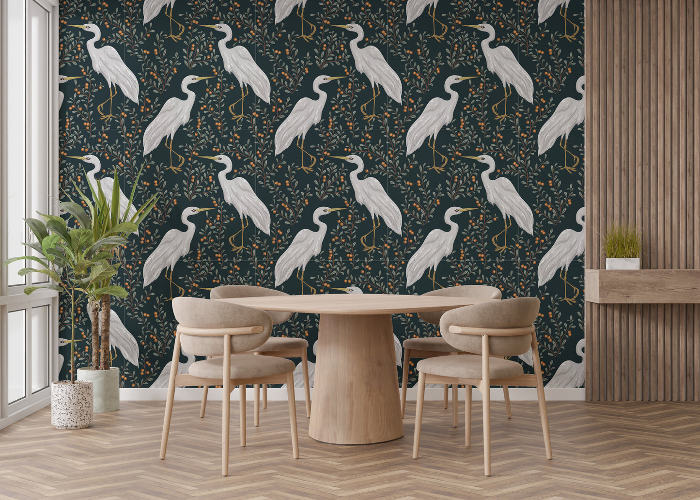 Minimalist bird wallpaper mural for style