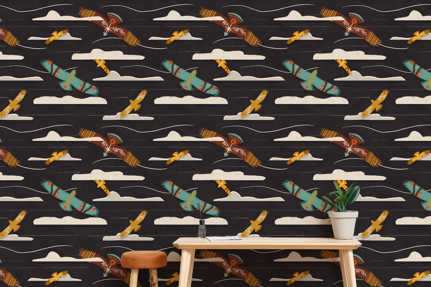 Flying eagle pattern wallpaper for walls
