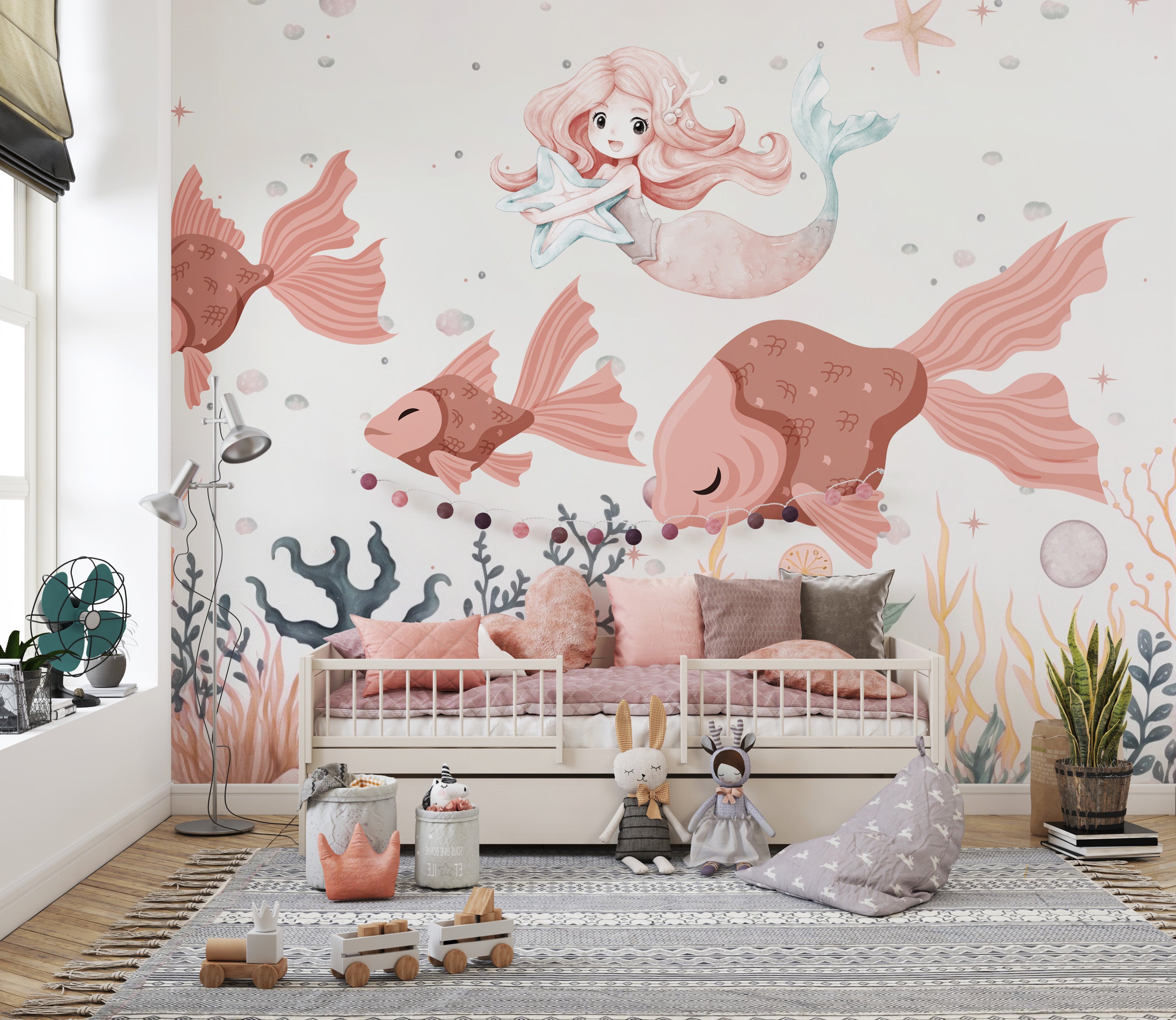 Mermaid Enchanted Reef Mural peel and stick wallpaper