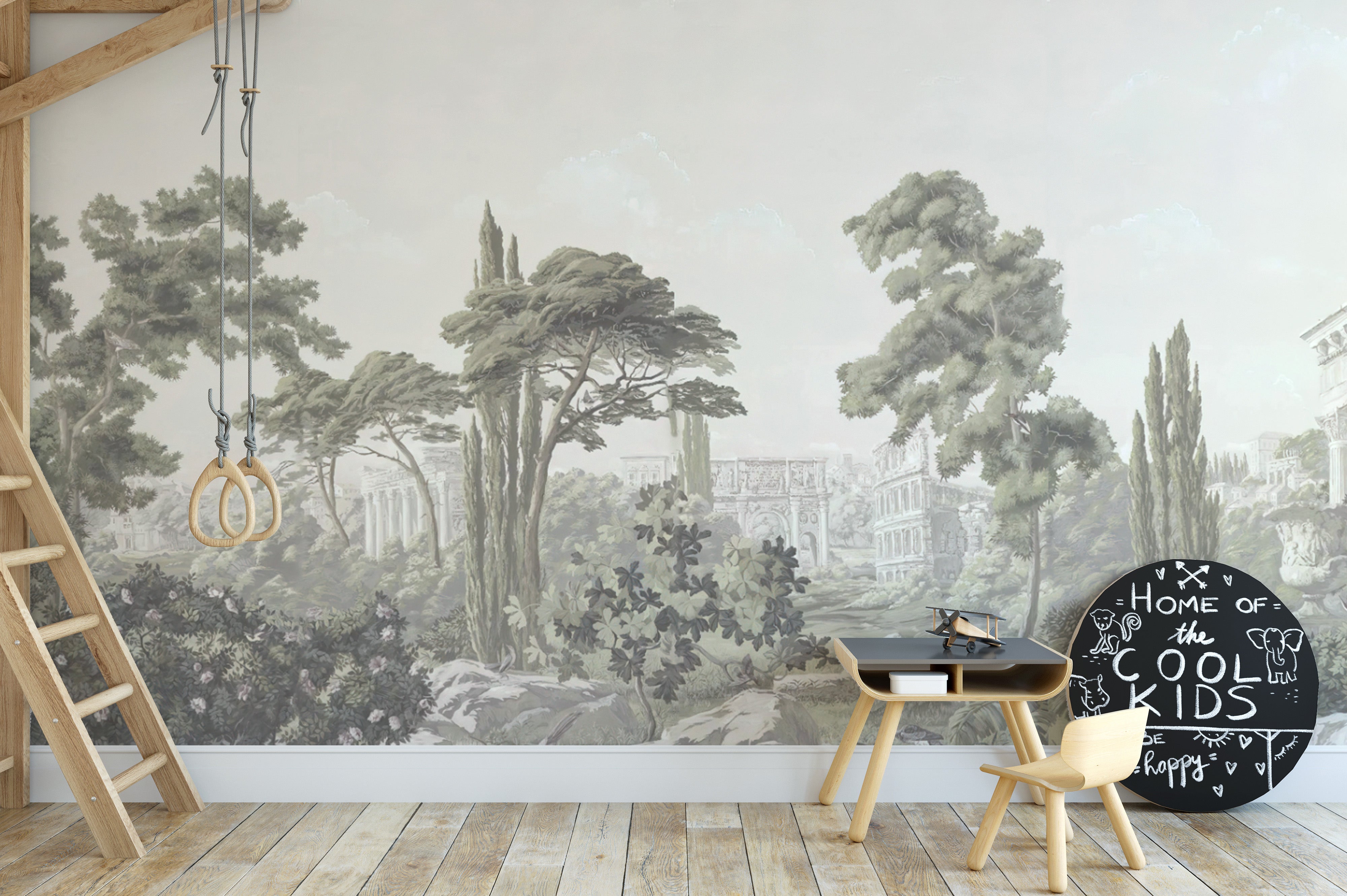 Lush Jungle in Morning Fog Mural
